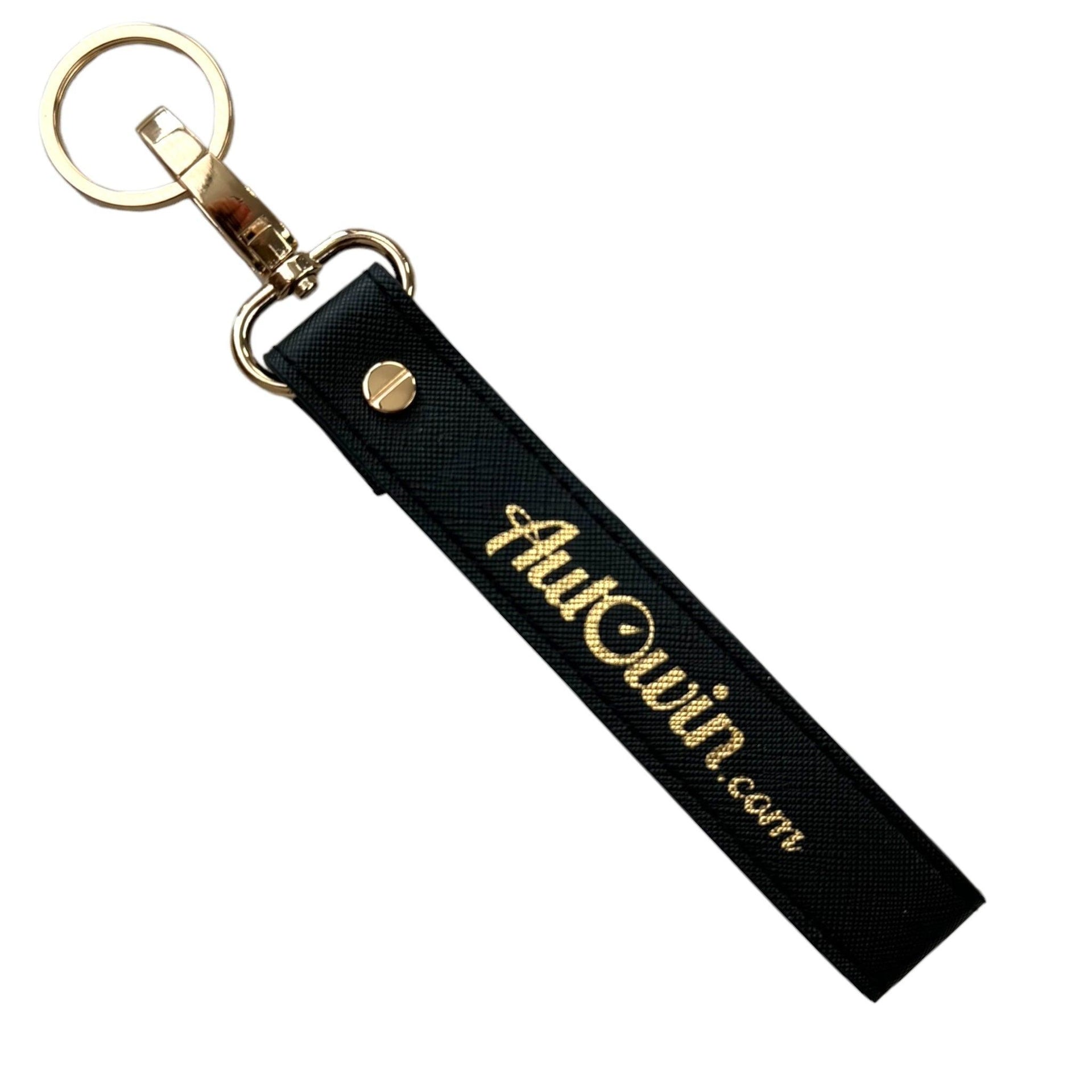 AutoWin Golden Keychain with Black Leather - AutoWin