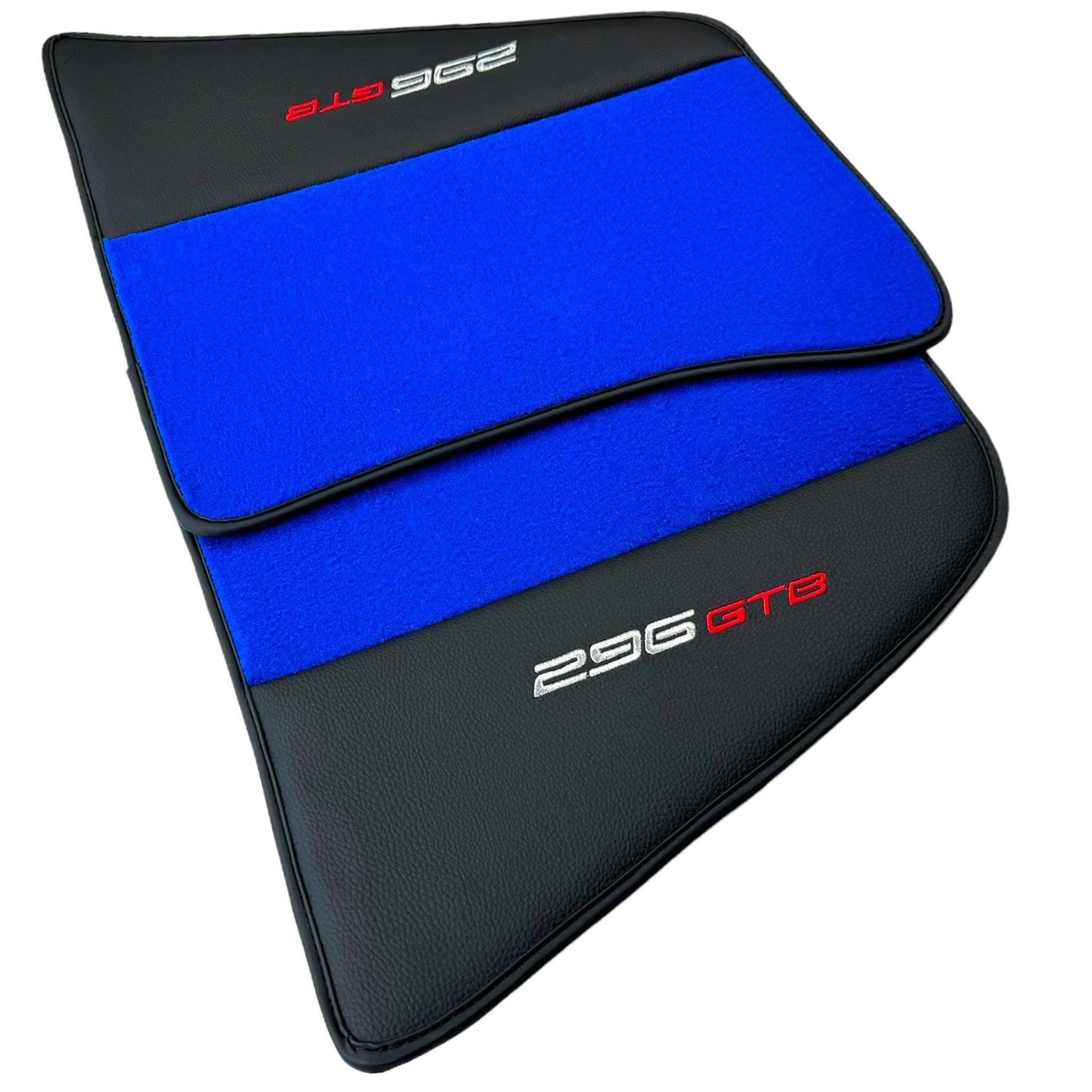 Blue Floor Mats for Ferrari 296 GTB (2022-2024) with Leather - AutoWin