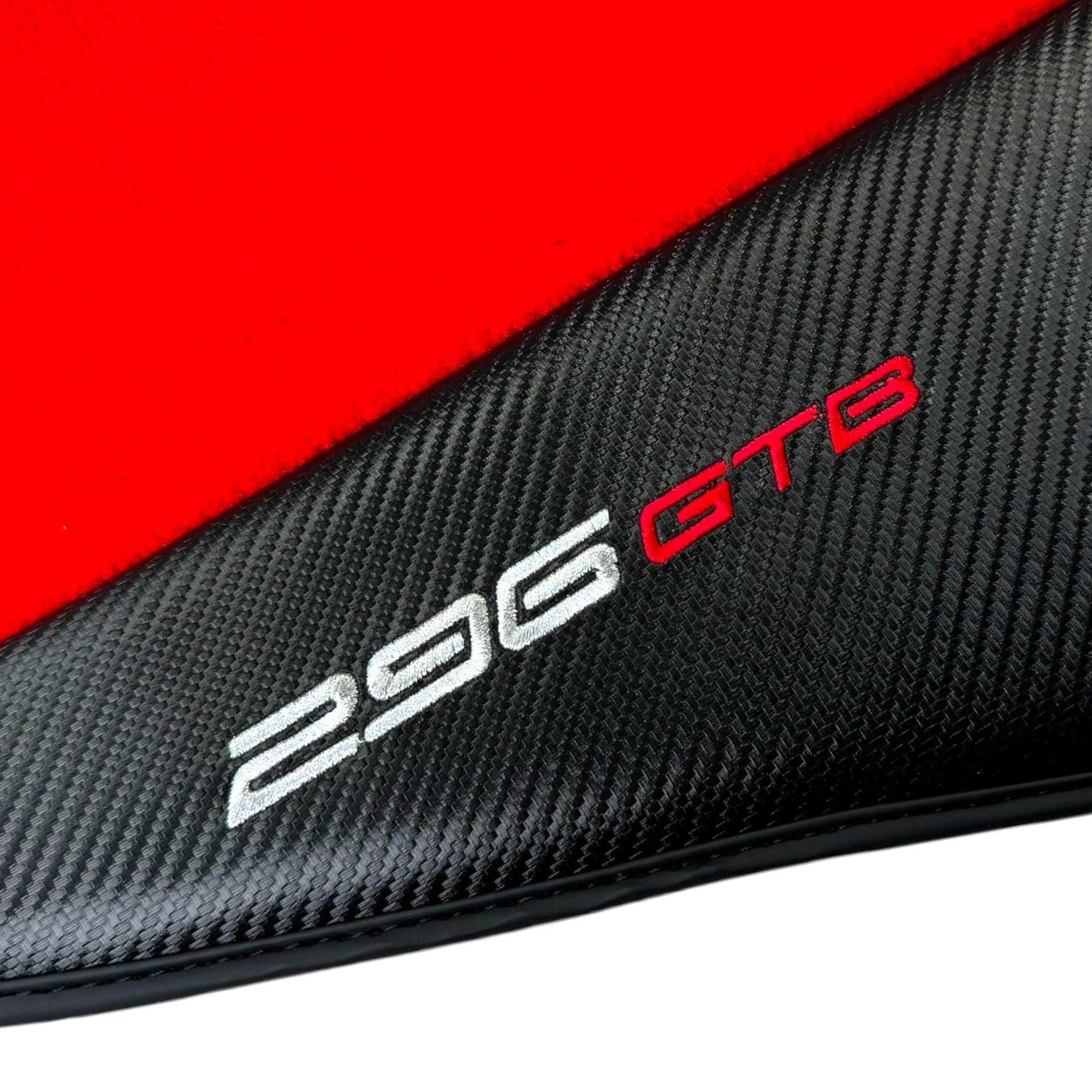 Red Floor Mats for Ferrari 296 GTB (2022-2024) with Carbon Fiber - AutoWin