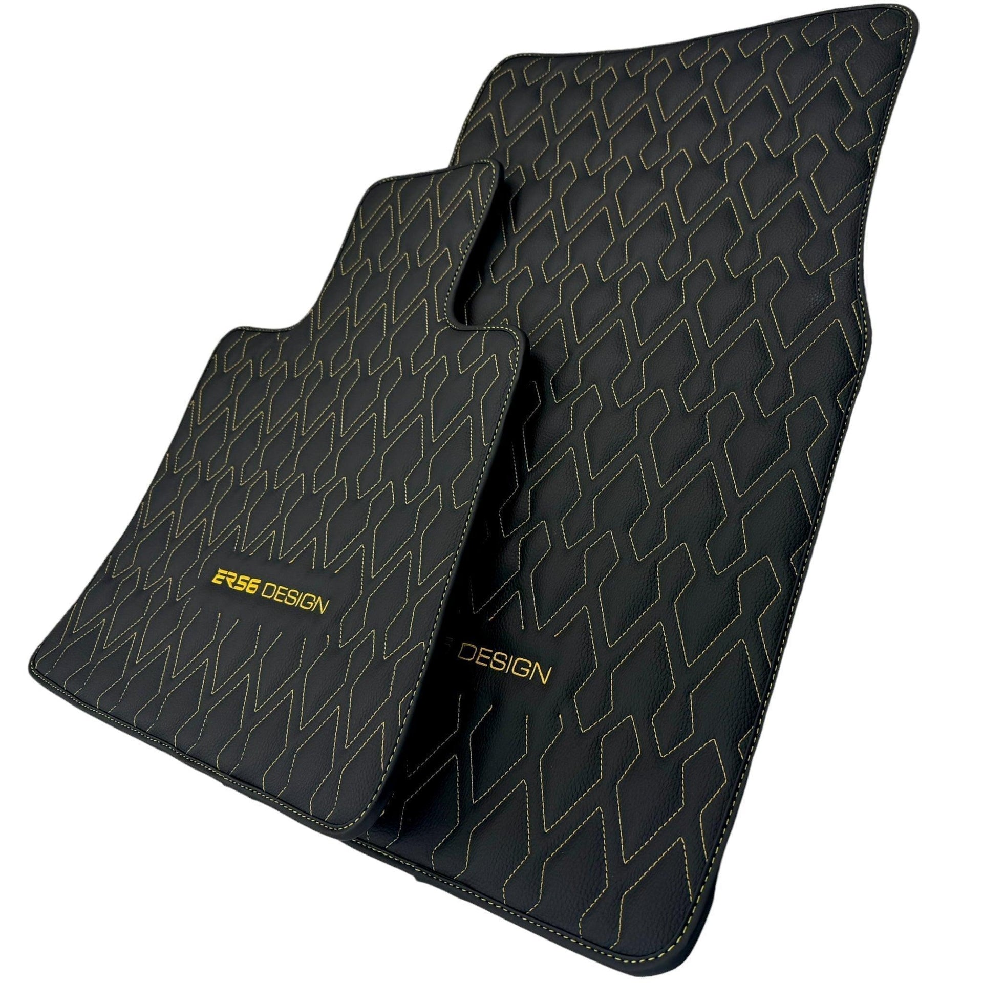 Black Leather Floor Mats for Rolls-Royce Shadow (1965-1977) ER56 Design - AutoWin