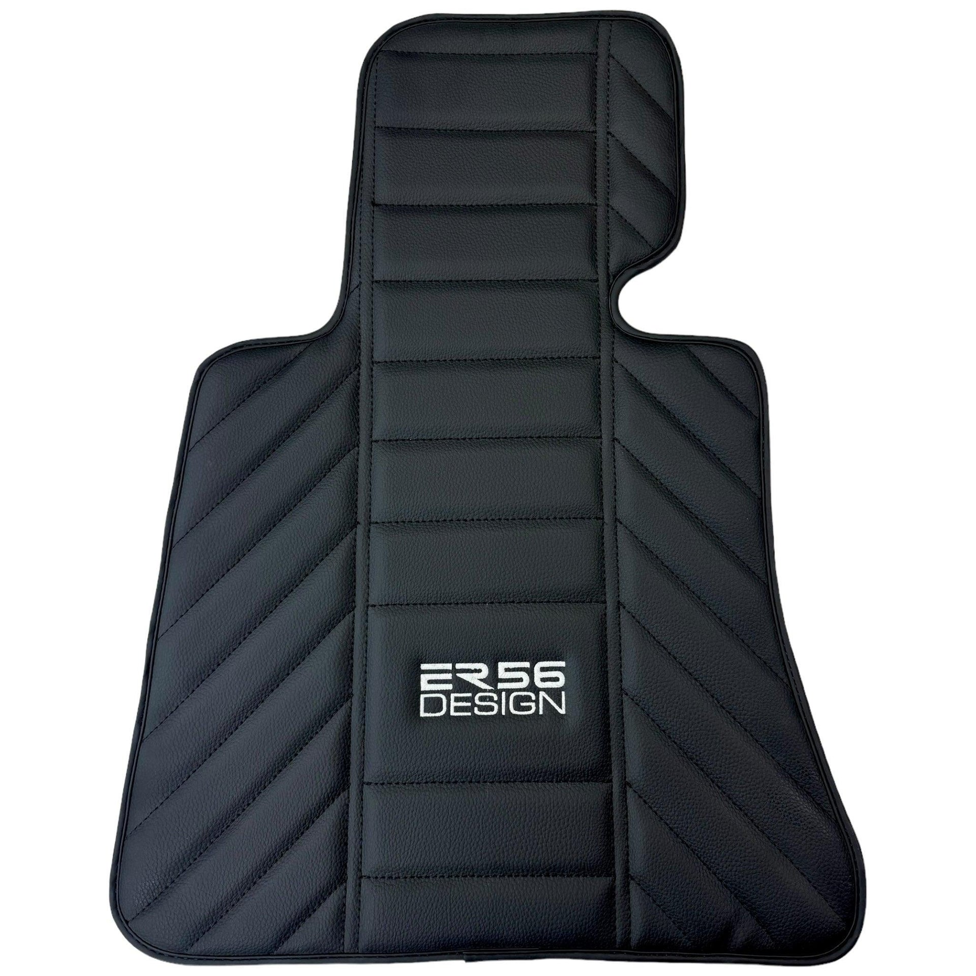 Black Leather Floor Mats for Rolls Royce Cullinan (2018-2023) ER56 Design - AutoWin