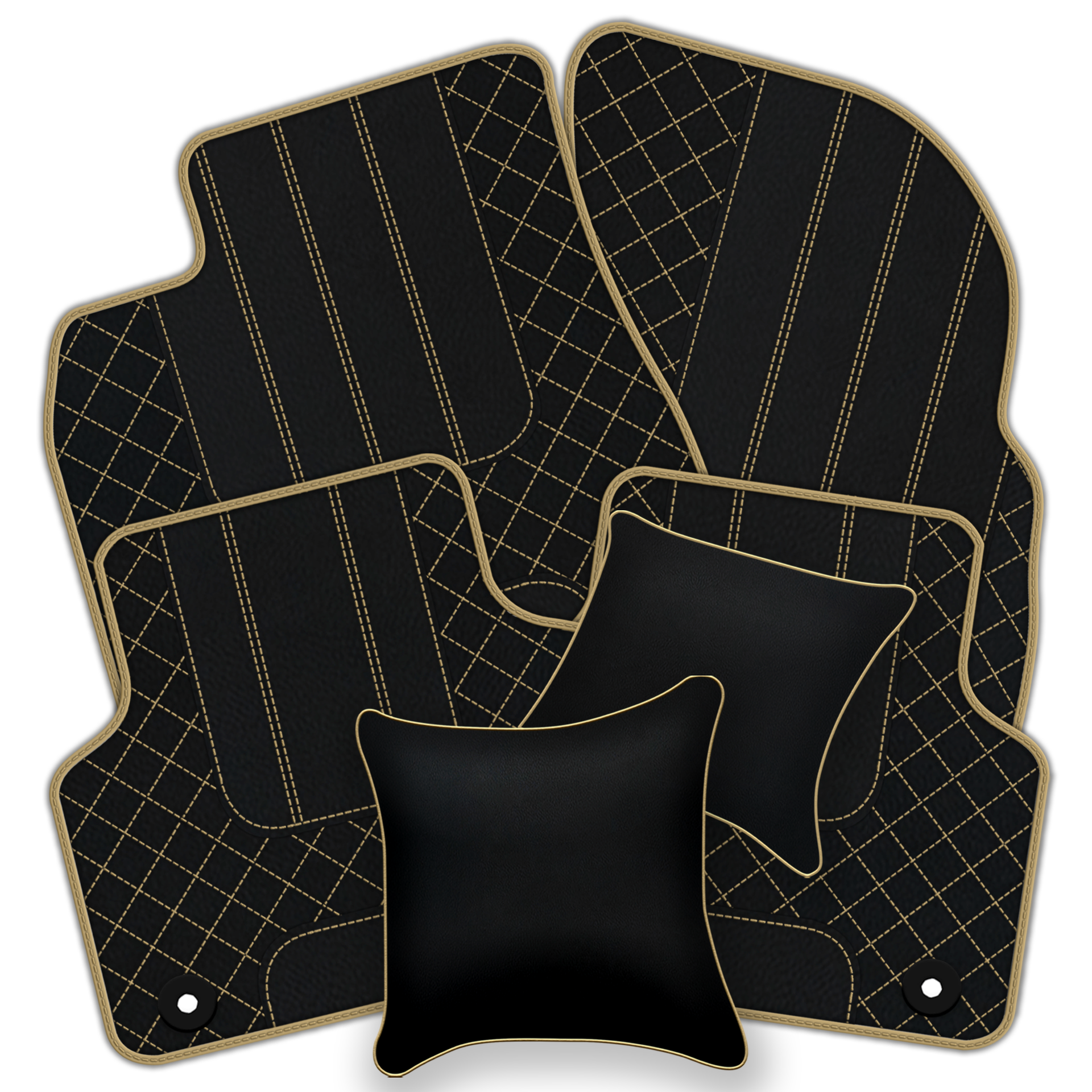 Luxury Black Leather Floor Mats for Bentley Flying Spur (2013-2019)
