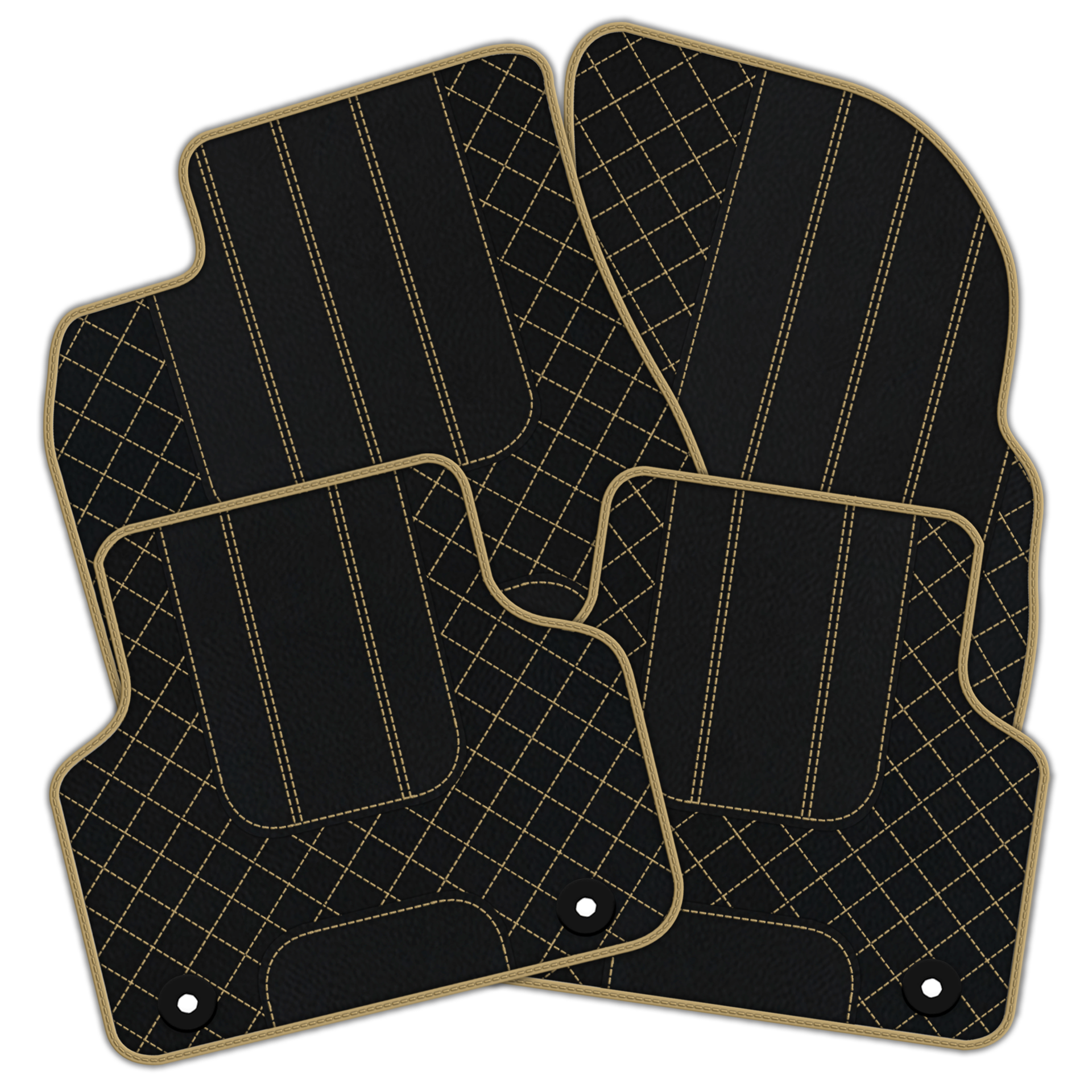 Luxury Black Leather Floor Mats for Bentley Flying Spur (2013-2019)