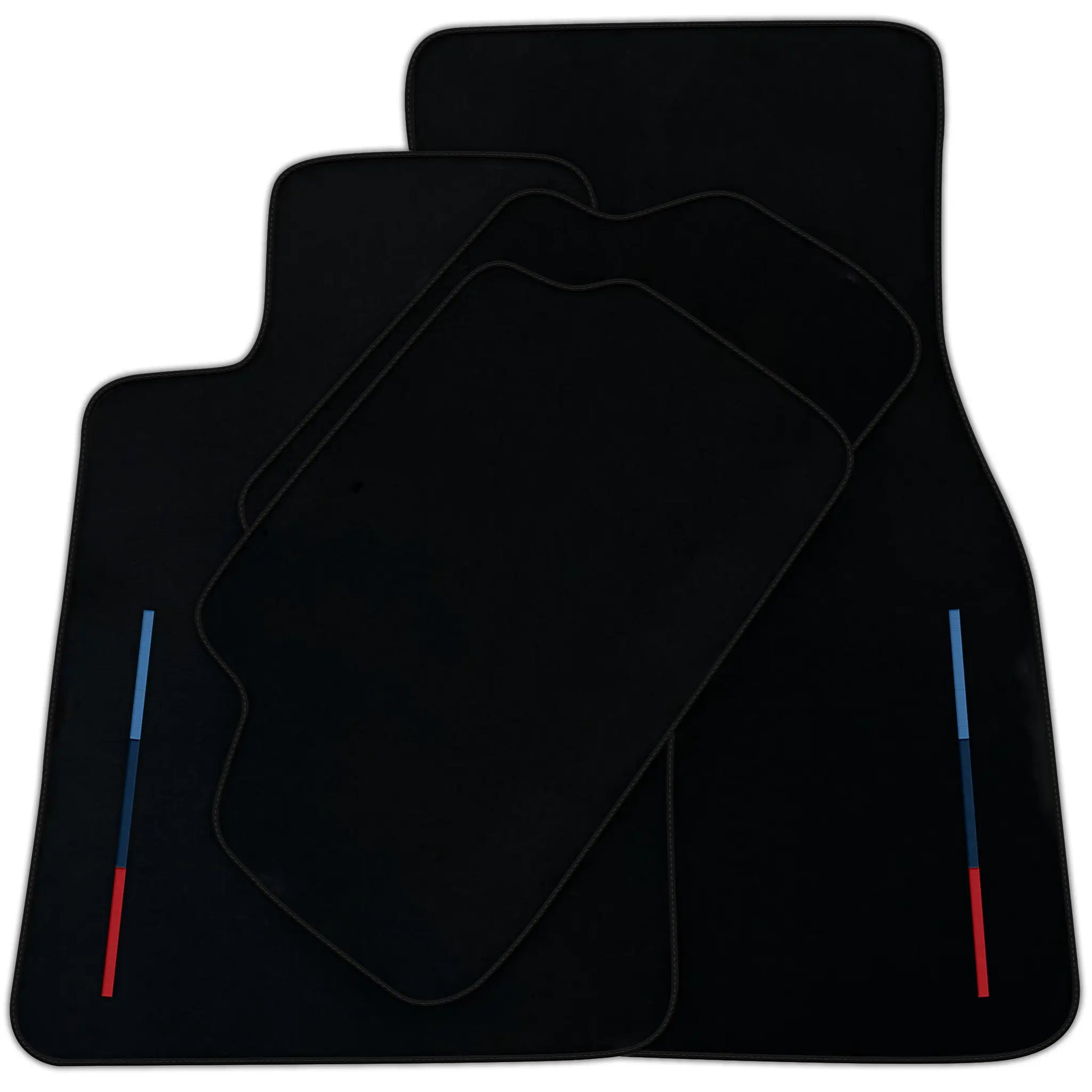 Black Floor Mats For BMW 5 Series G30 With 3 Color Stripes Tailored Set Perfect Fit | Various Trim Colors