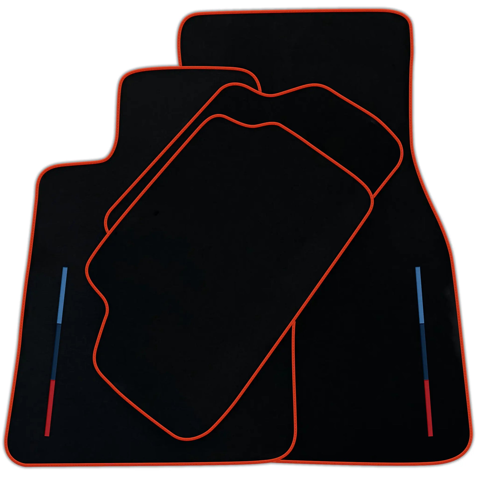 Black Floor Mats For BMW M8 F91 Convertible With 3 Color Stripes Tailored Set Perfect Fit | Various Trim Color