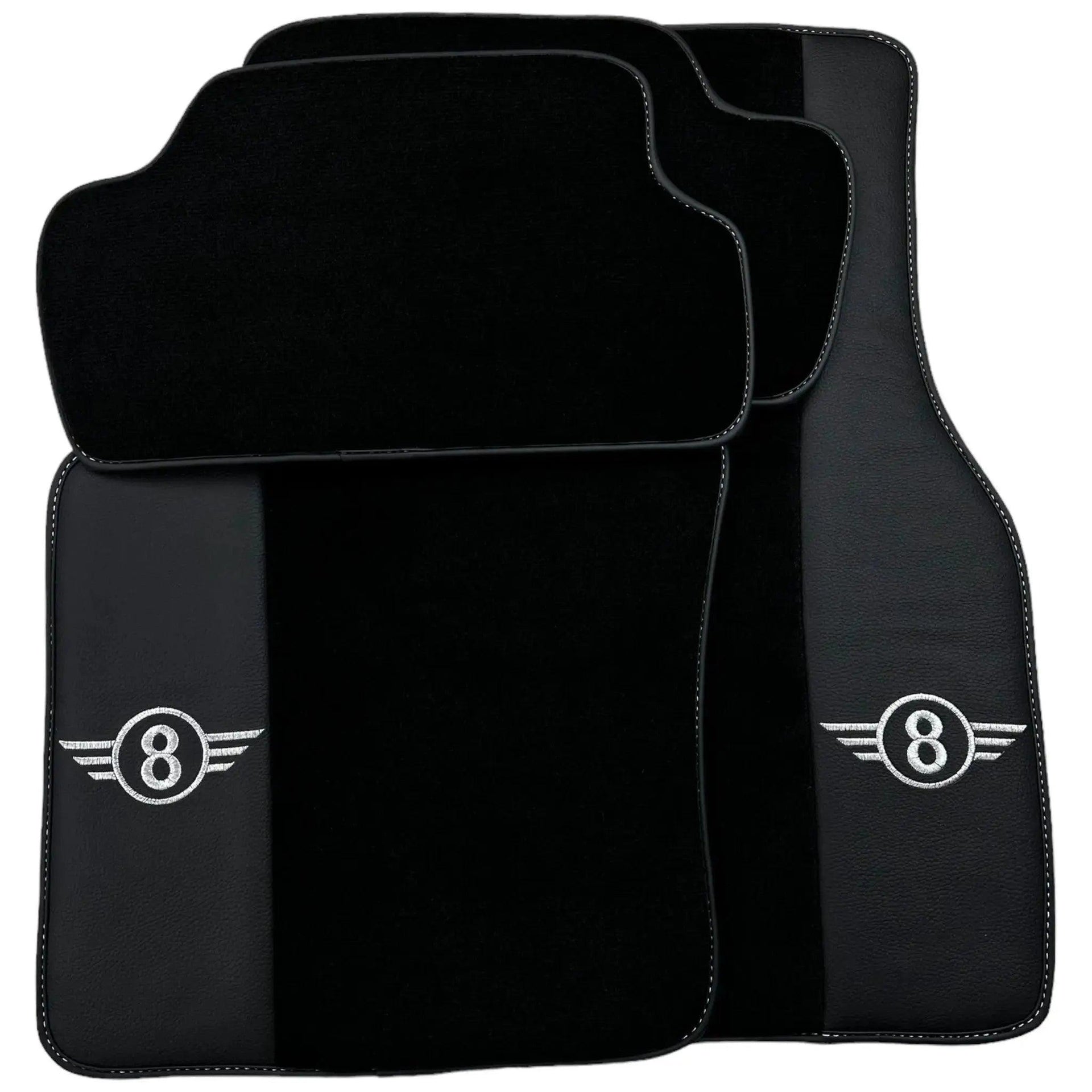 Black Floor Mats for Mini Cabrio R52 Convertible (2004-2009) with Leather - AutoWin
