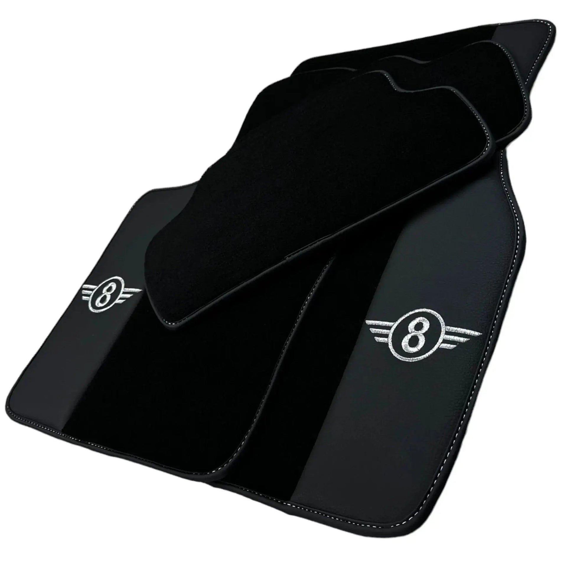 Black Floor Mats for Mini Clubman R55 (2007-2015) with Leather - AutoWin