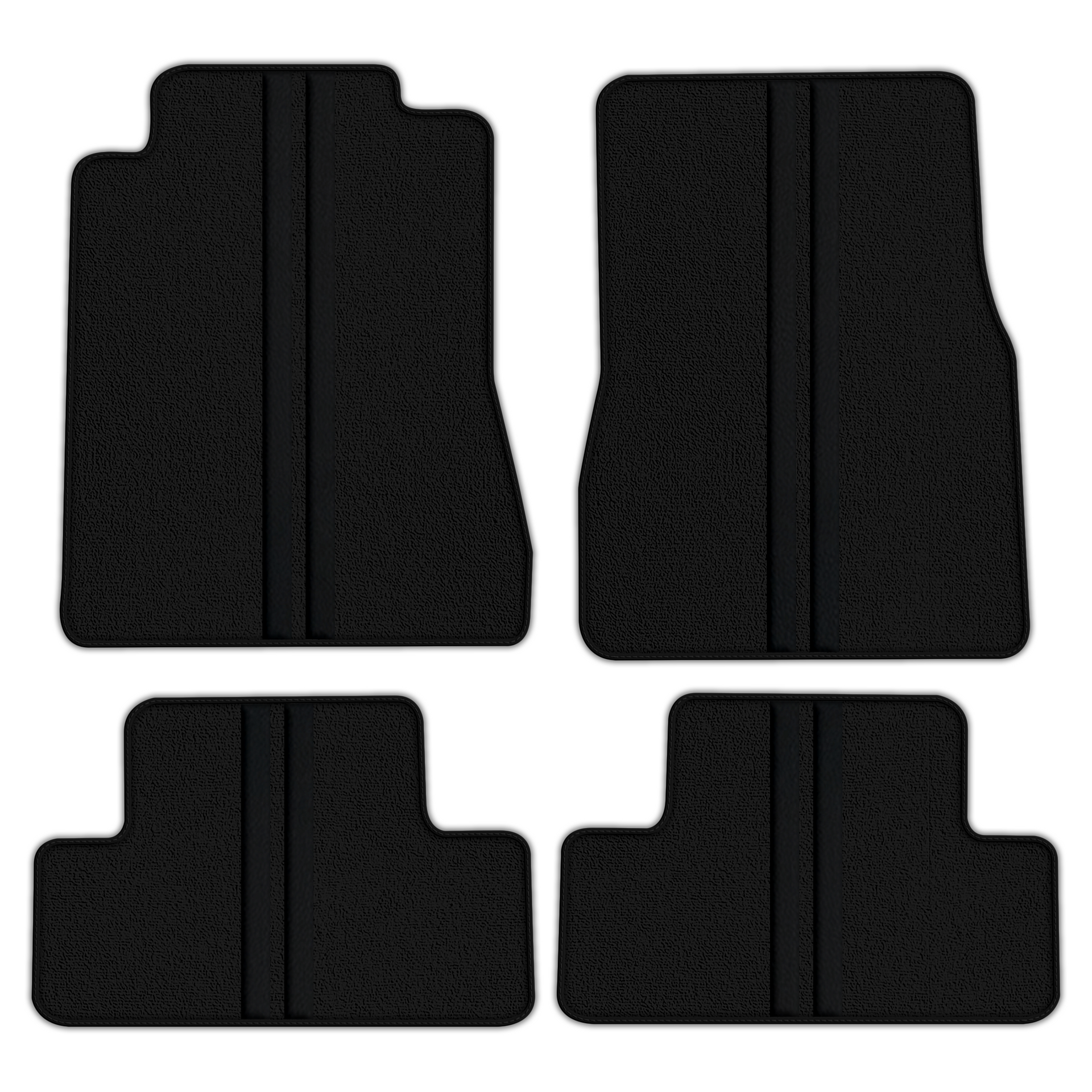 Black Floor Mats with Leather Line for Ford Mustang V FL (2011-2014) - Various Colors