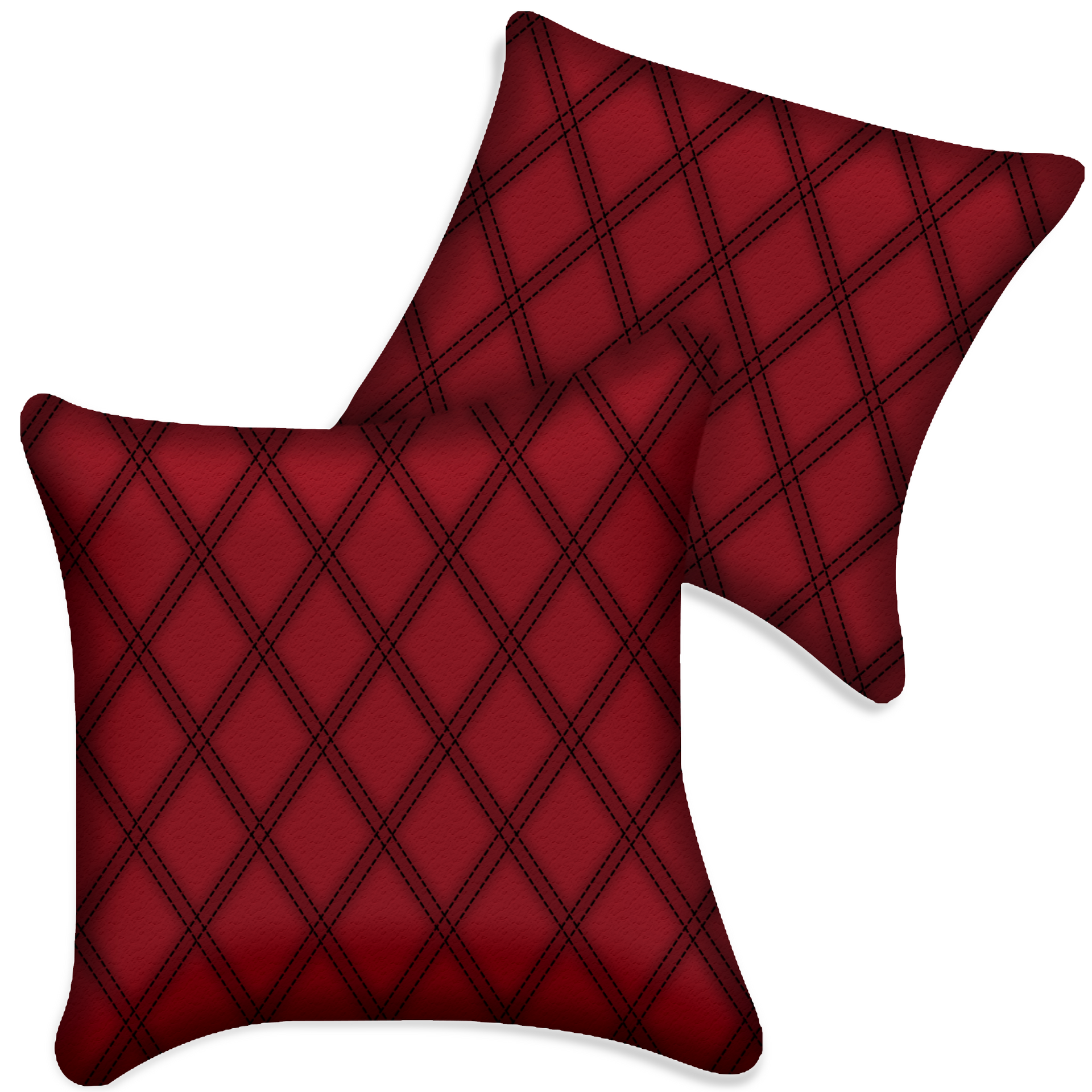 Customizable Red Leather Pillows Set of 2 for All Vehicles | Double Diamond Pattern