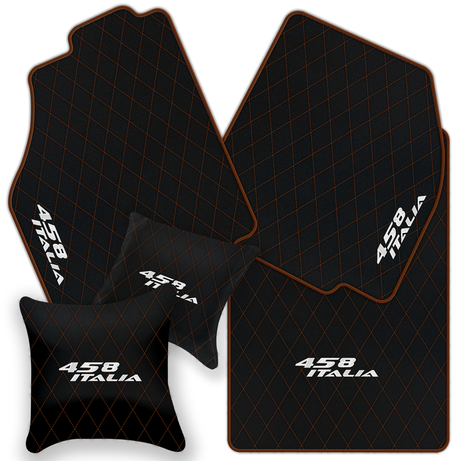 Premium Black Leather Floor Mats for Ferrari 458 Spider (2012-2015)