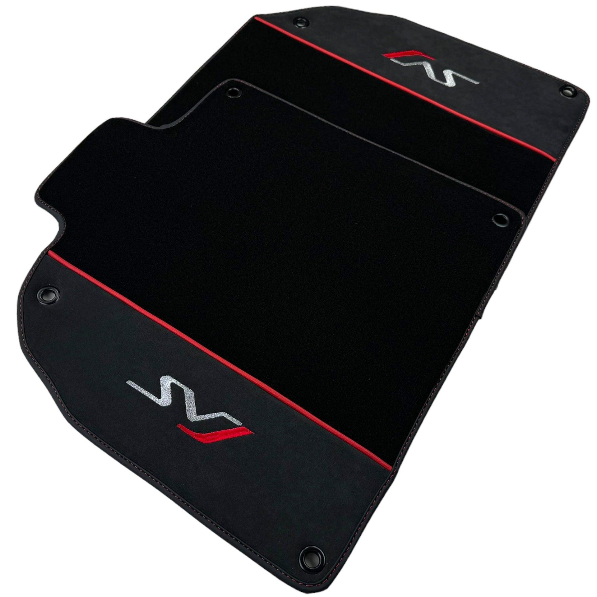 Black Floor Mats for Lamborghini Aventador SVJ with Alcantara Leather - AutoWin