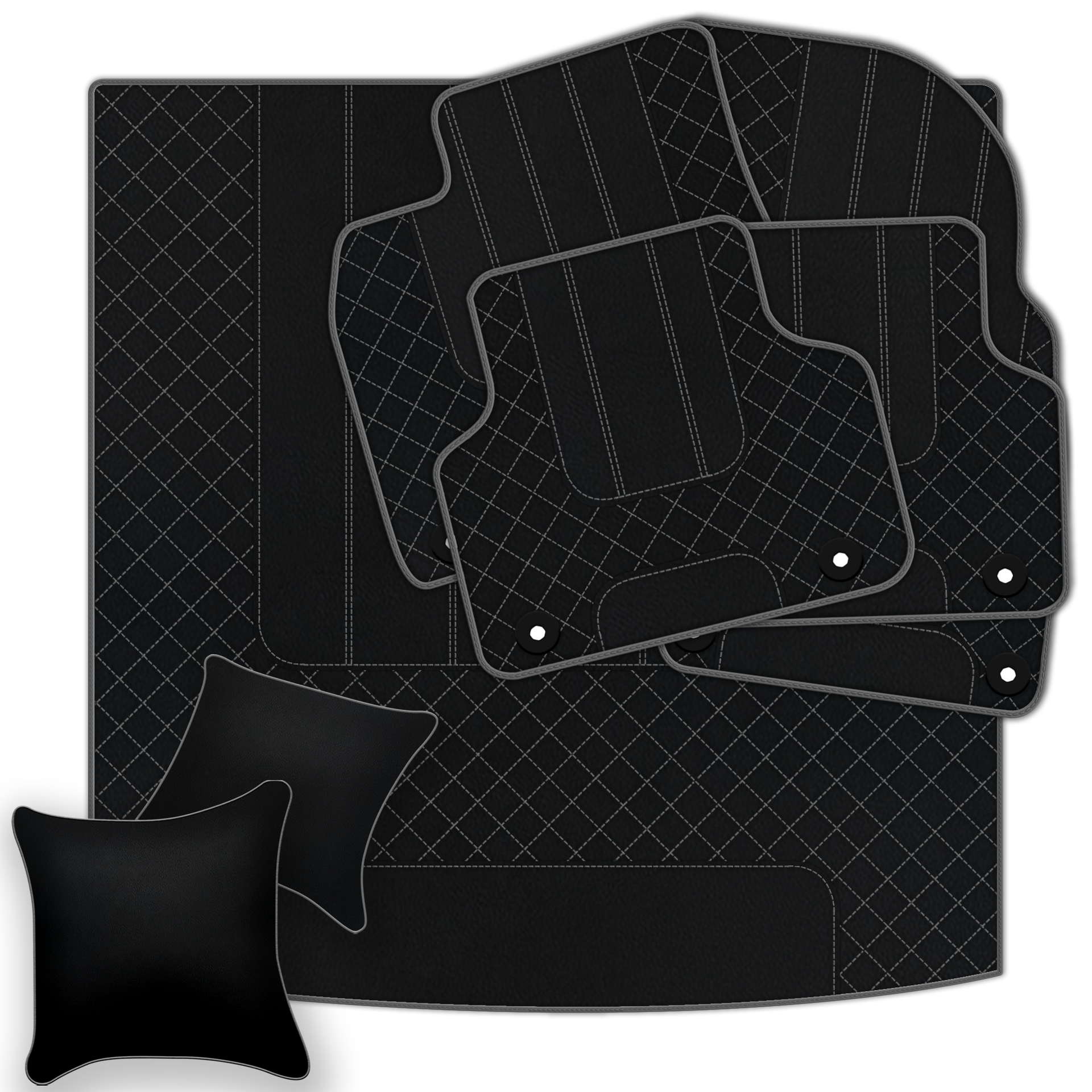 Luxury Black Leather Floor Mats for Bentley Flying Spur (2013-2019)