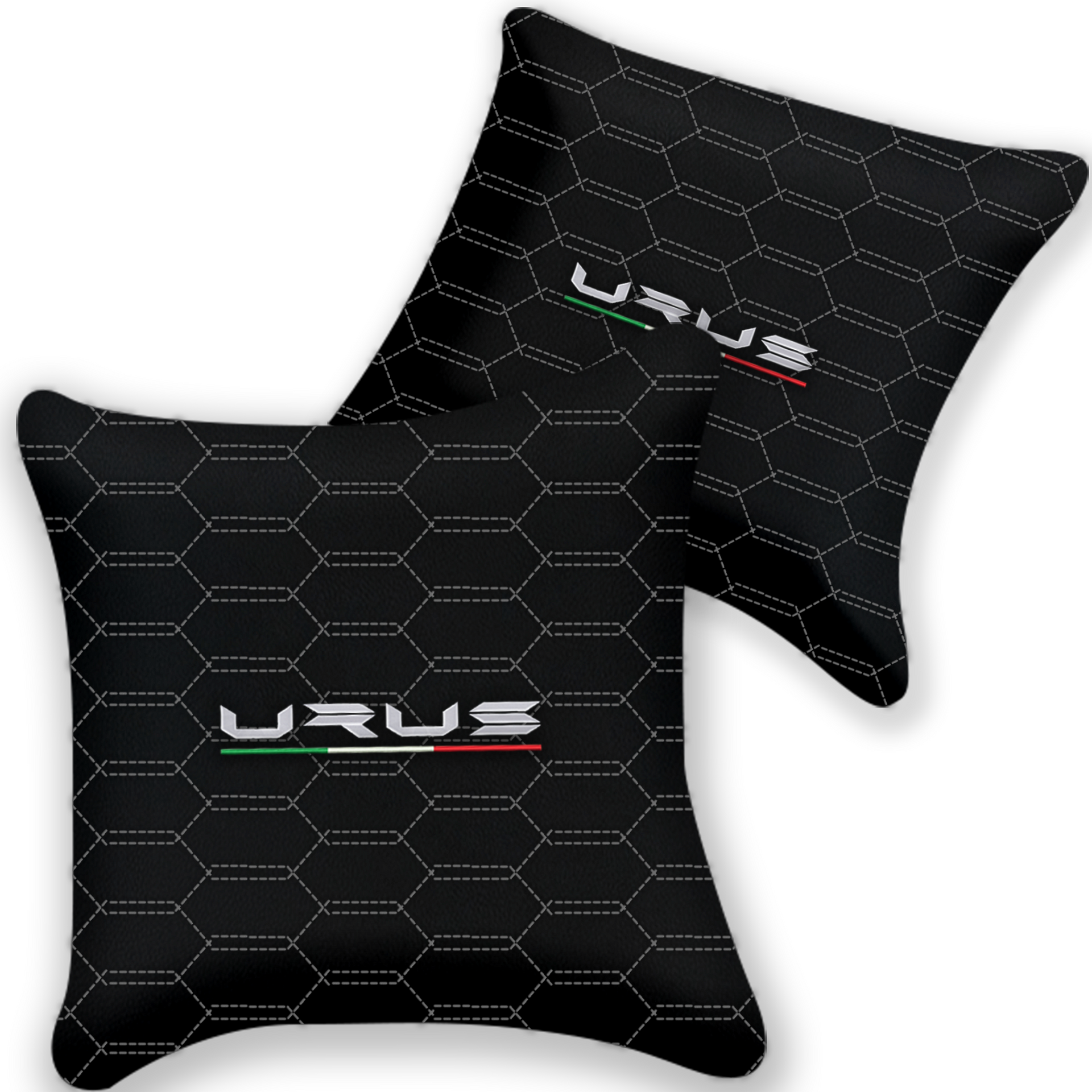 Customizable Black Leather Pillows - Set of 2 for Lamborghini