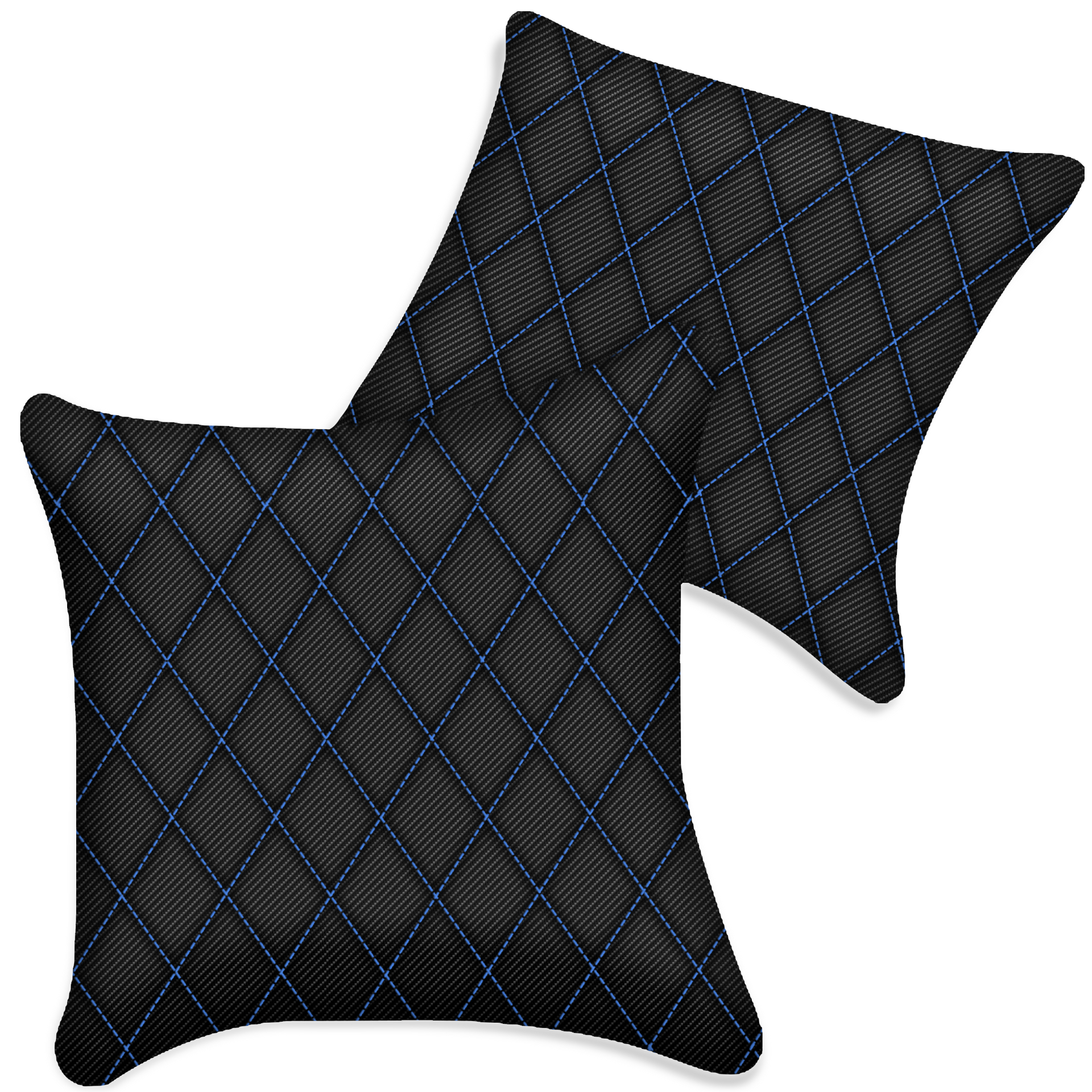 Customizable Black Carbon Fiber Pillows Set of 2 for All Vehicles | Single Diamond Pattern