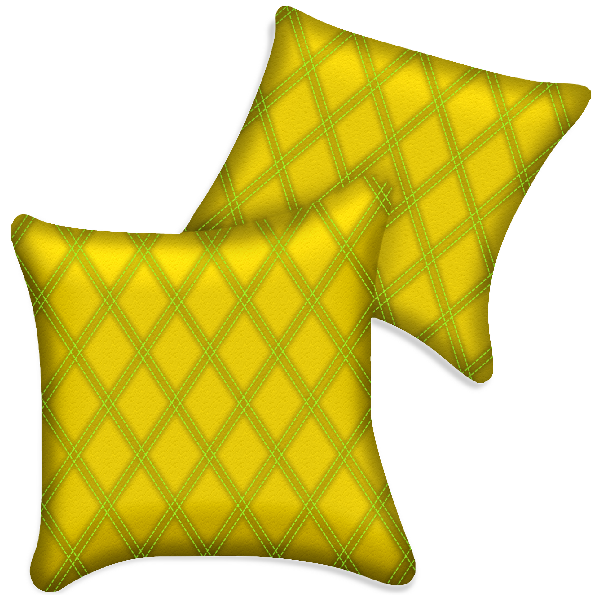 Customizable Yellow Leather Pillows Set of 2 for All Vehicles | Double Diamond Pattern