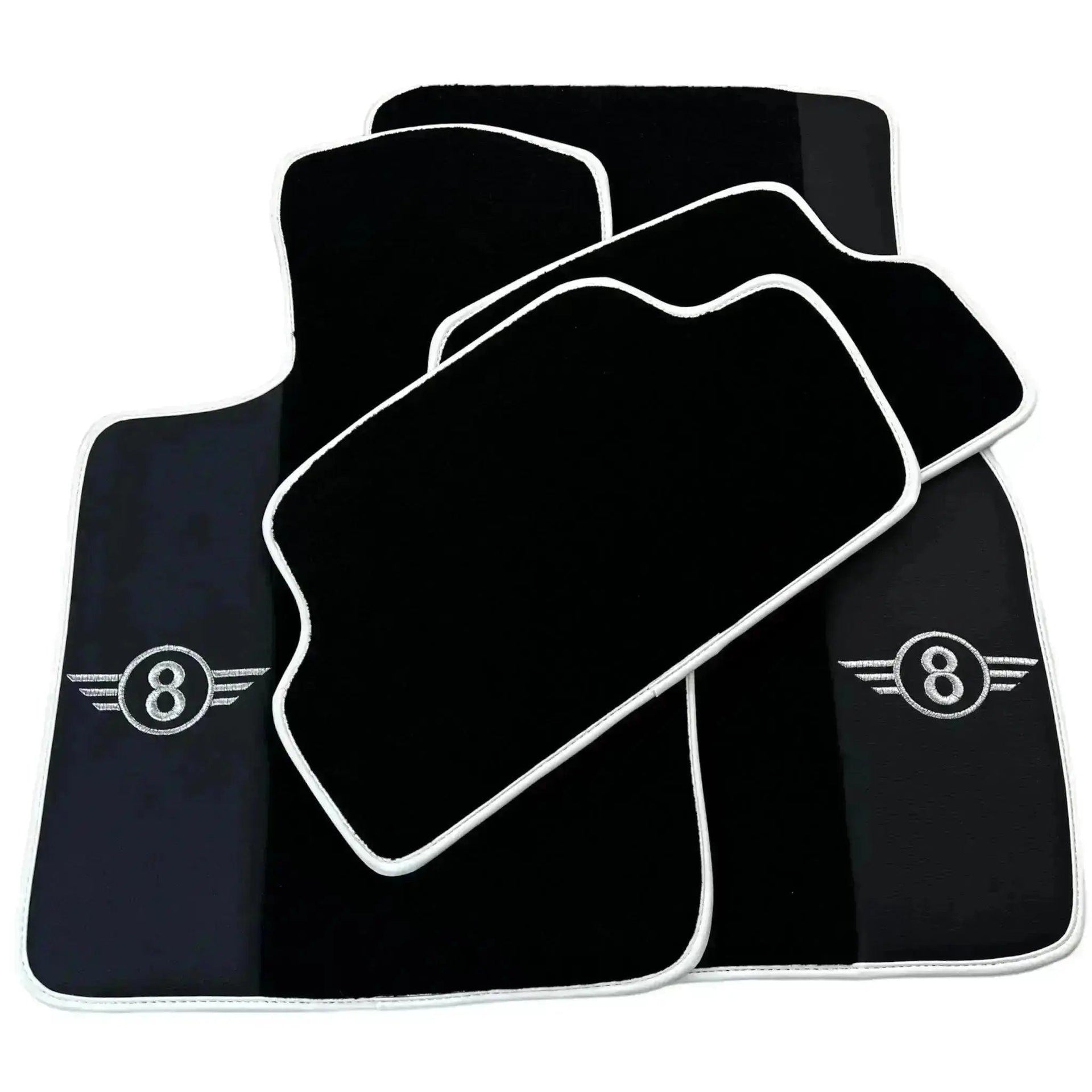 Black Floor Mats for Mini Cooper / One Electric (2020-2023) with Leather | White Trim - AutoWin