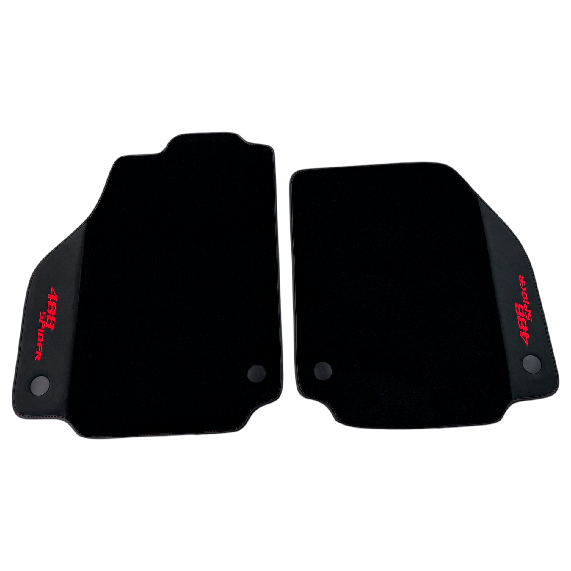 Black Floor Mats for Ferrari 488 Spider (2016-2022) with Alcantara | Red Sewing