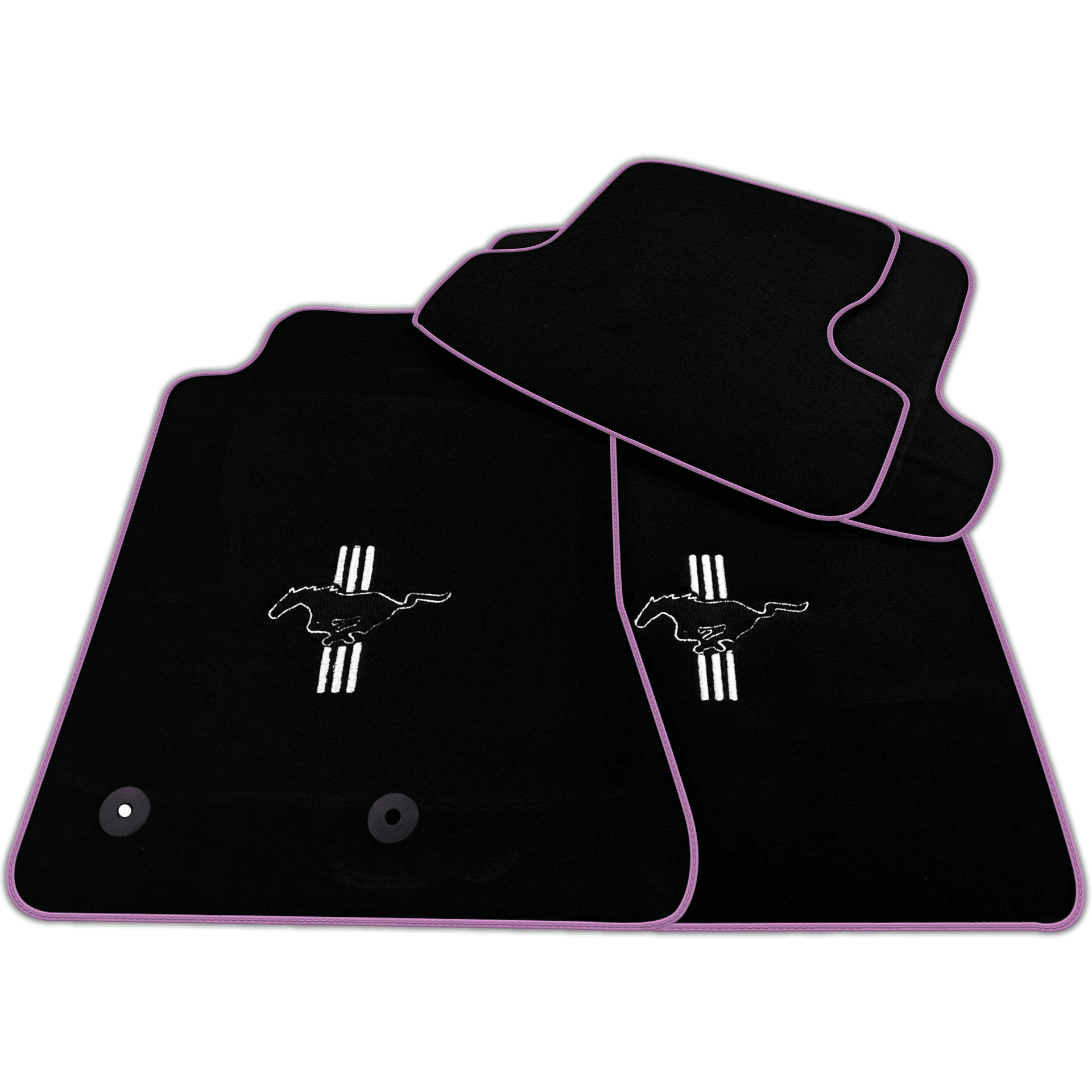 Black Floor Mats For Ford Mustang VI (2015-2023) with Pony | Various Trim Colors