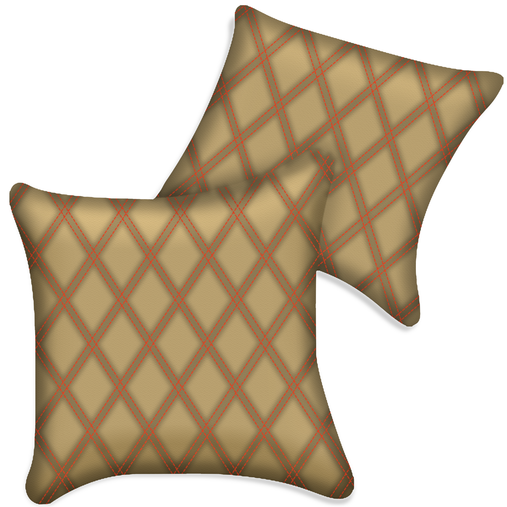 Customizable Beige Leather Pillows Set of 2 for All Vehicles | Double Diamond Pattern