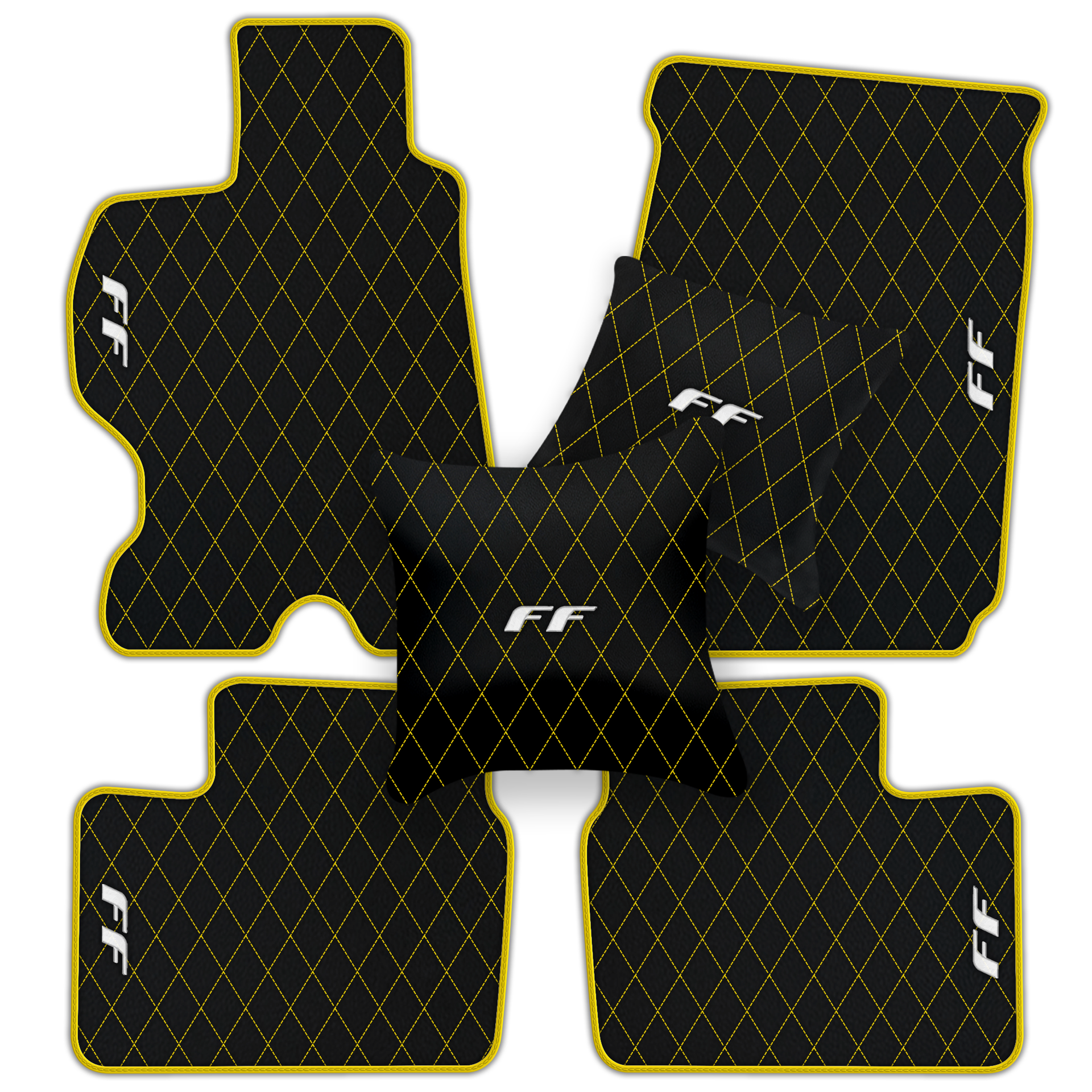 Luxury Black Leather Floor Mats for Ferrari Roma (2021-2024)