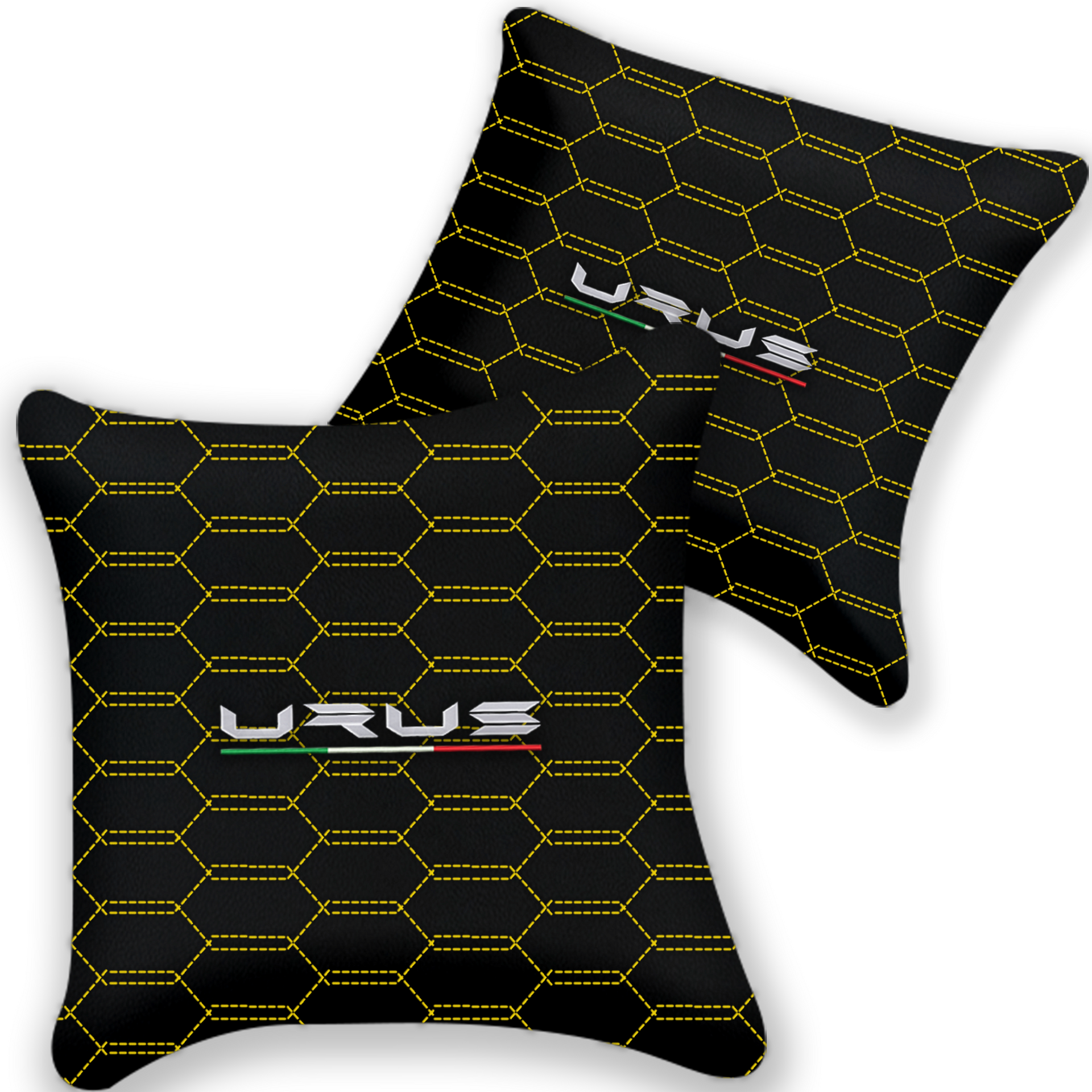 Customizable Black Leather Pillows - Set of 2 for Lamborghini