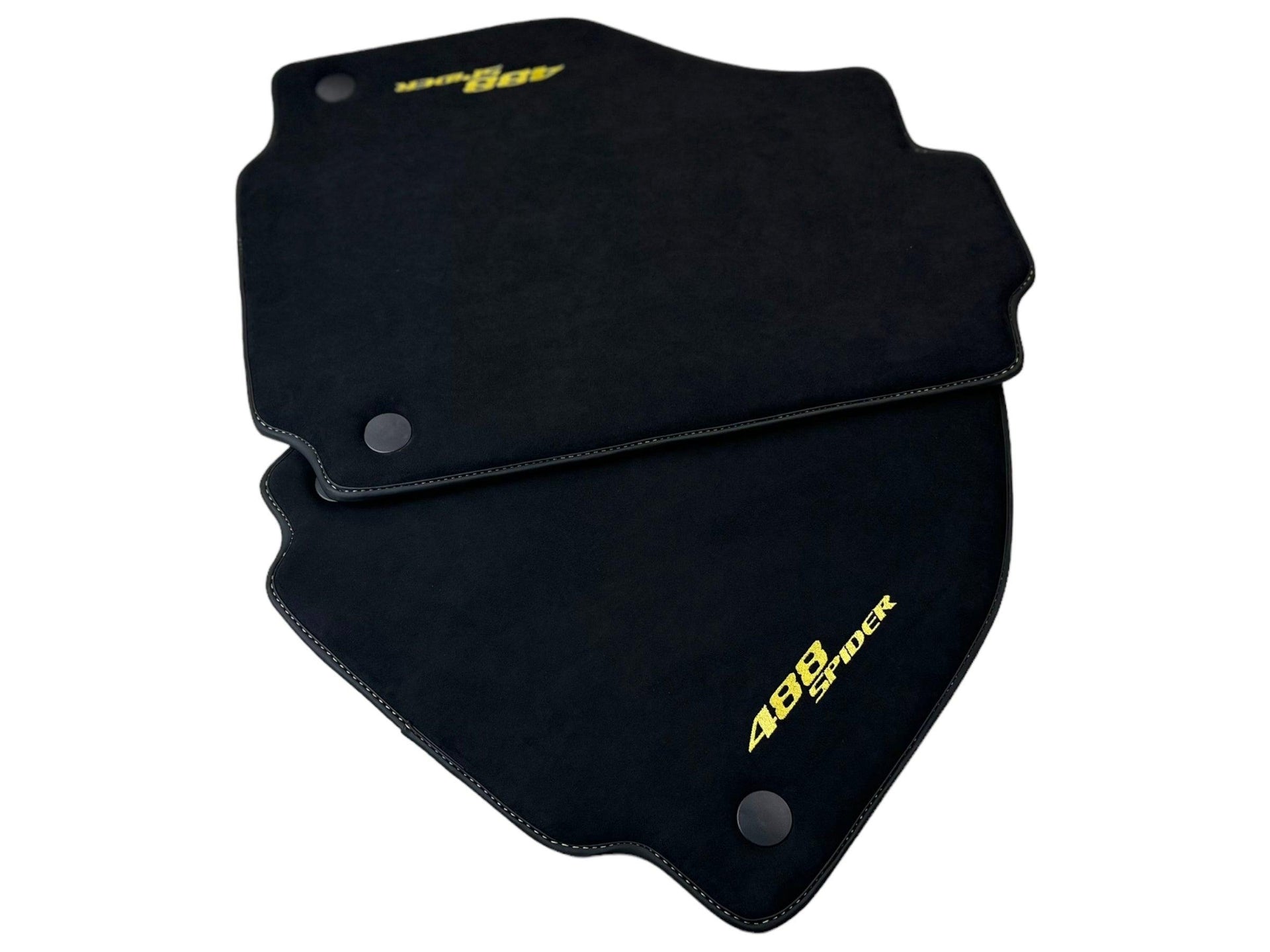 Alcantara Floor Mats for Ferrari 488 Spider 2016-2022 Yellow Sewing - AutoWin