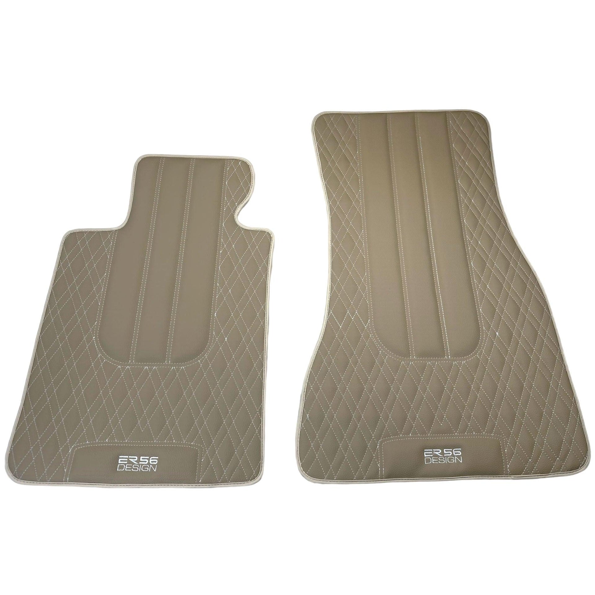 Beige Leather Floor Mats for BMW G30 Sedan (2016-2023) ER56 Design - AutoWin