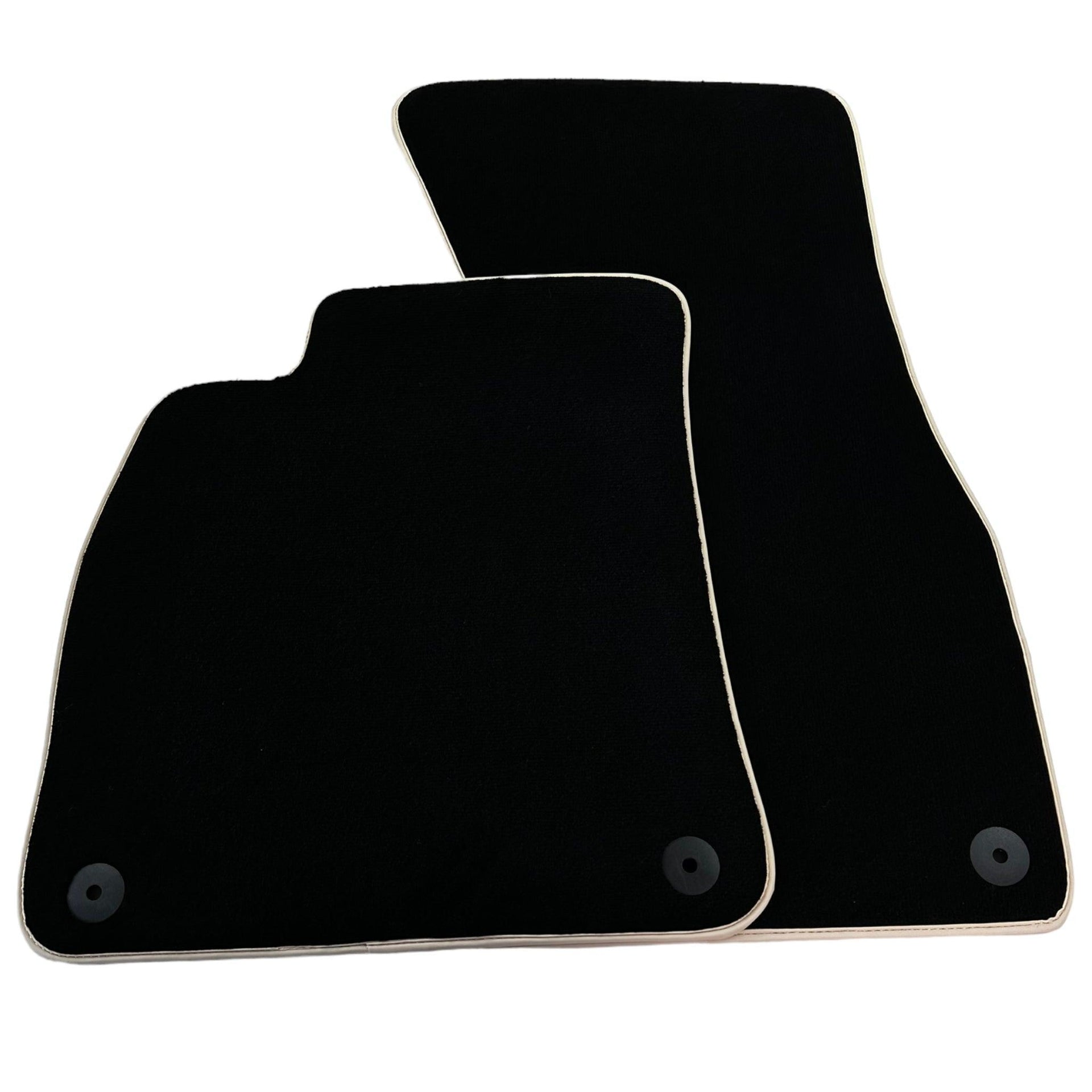 Black Floor Mats For Audi A6 - C8 Sedan (2018-2023) Beige Trim - AutoWin