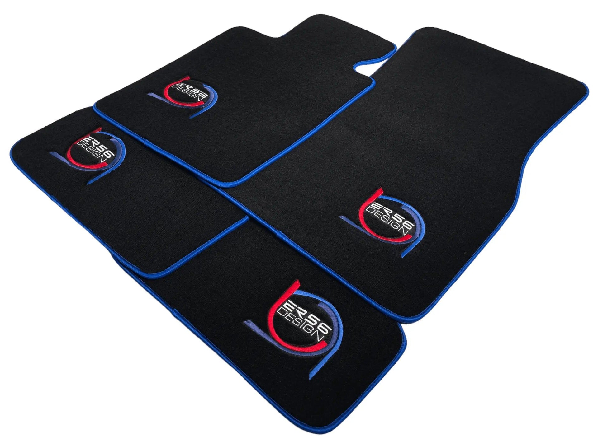 Black Floor Mats For BMW 5 Series E28 Sedan ER56 Design Limited Edition Blue Trim - AutoWin