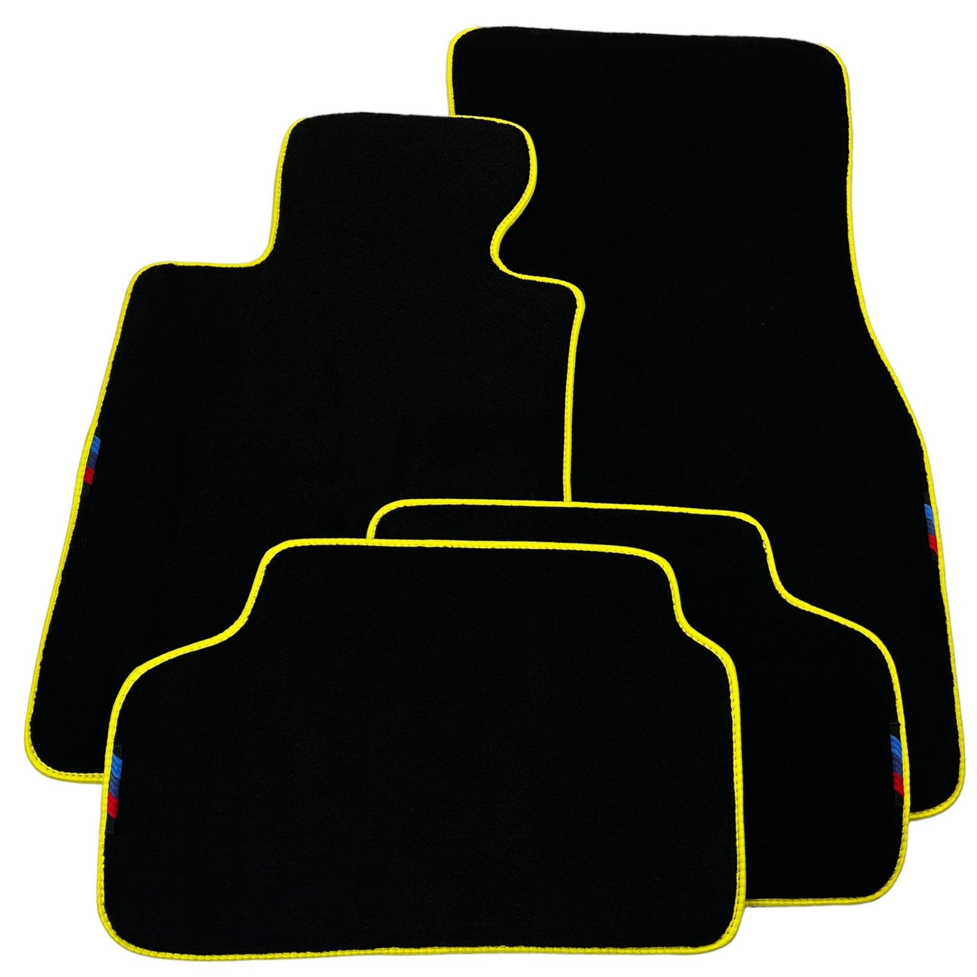 Black Floor Mats For BMW G30 Sedan (2016-2023) | Yellow Trim - AutoWin