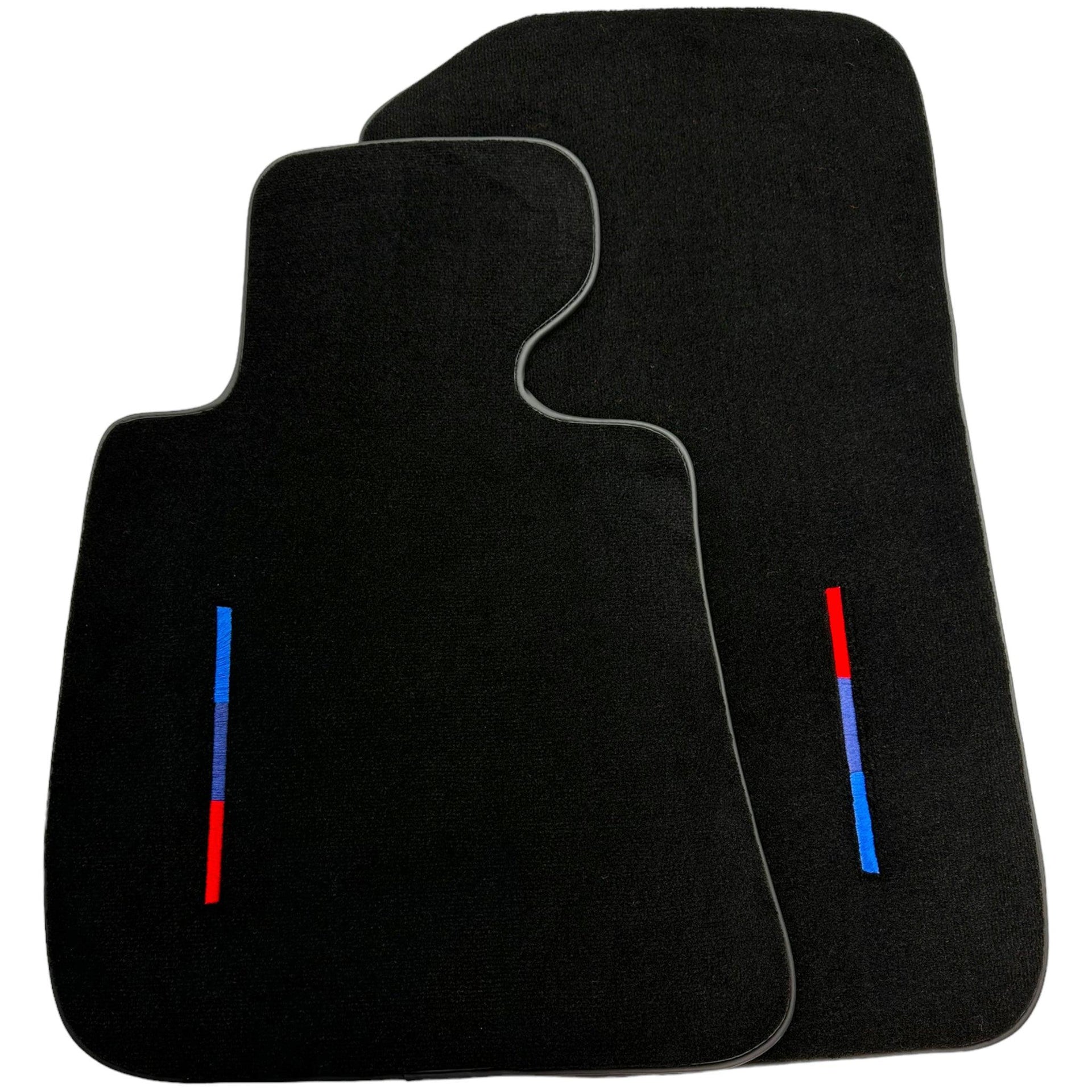 Black Floor Mats For BMW M3 4-door E90 With 3 Color Stripes Tailored Set Perfect Fit - AutoWin