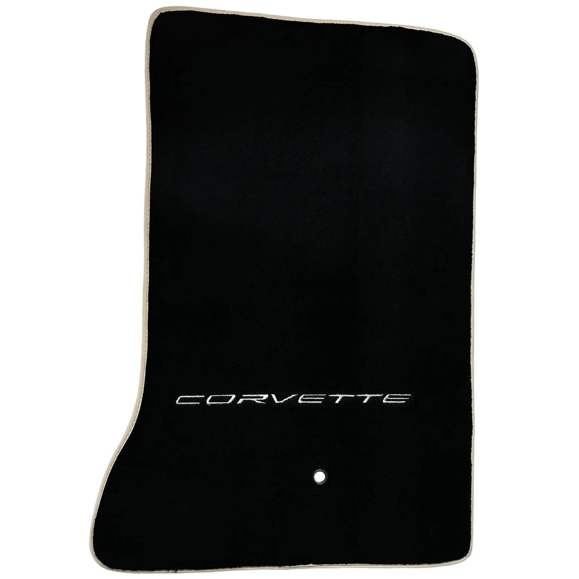 Black Floor Mats For Chevrolet Corvette C6 (2005-2013) with Beige Trim - AutoWin