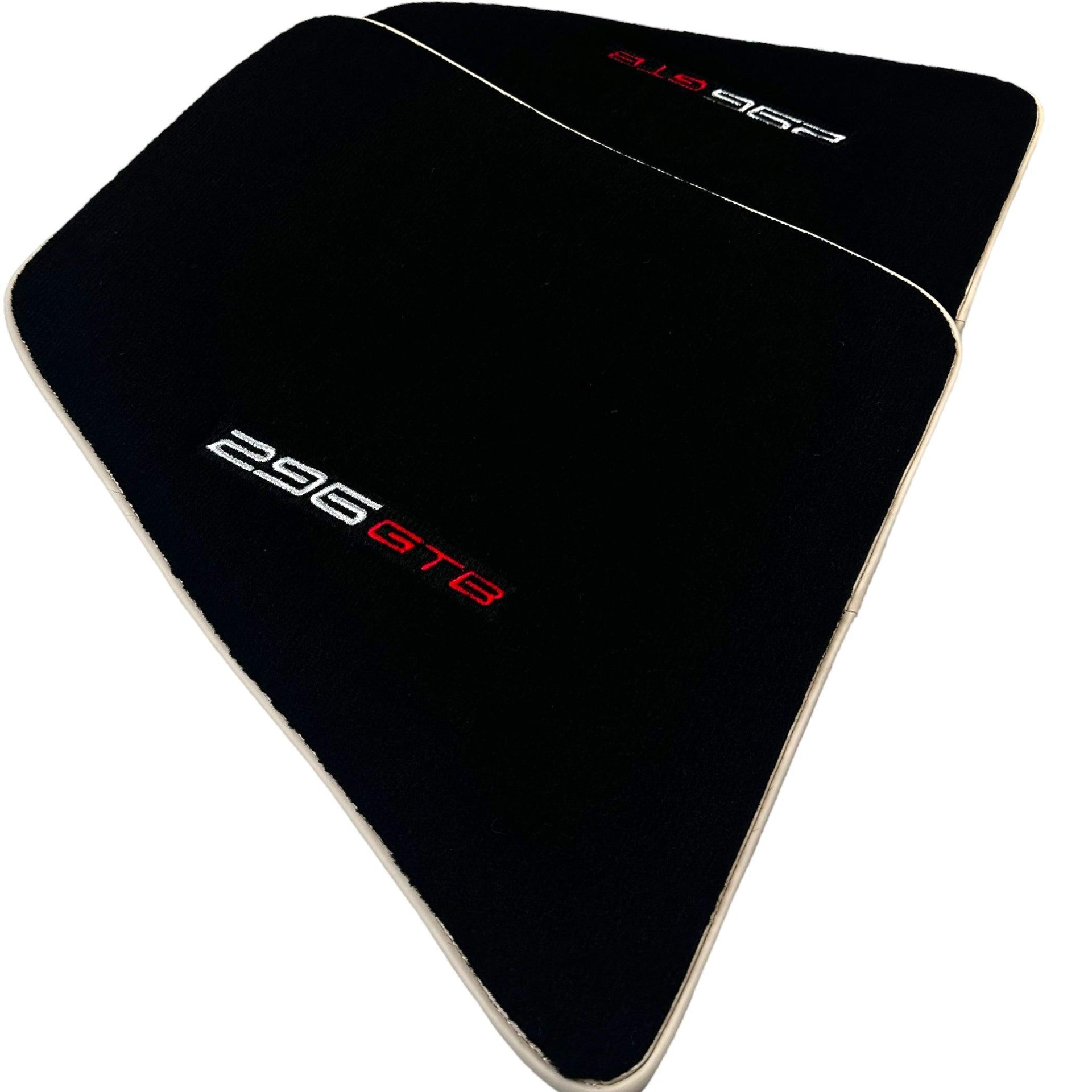 Black Floor Mats for Ferrari 296 GTB (2022-2024) with Beige Trim - AutoWin