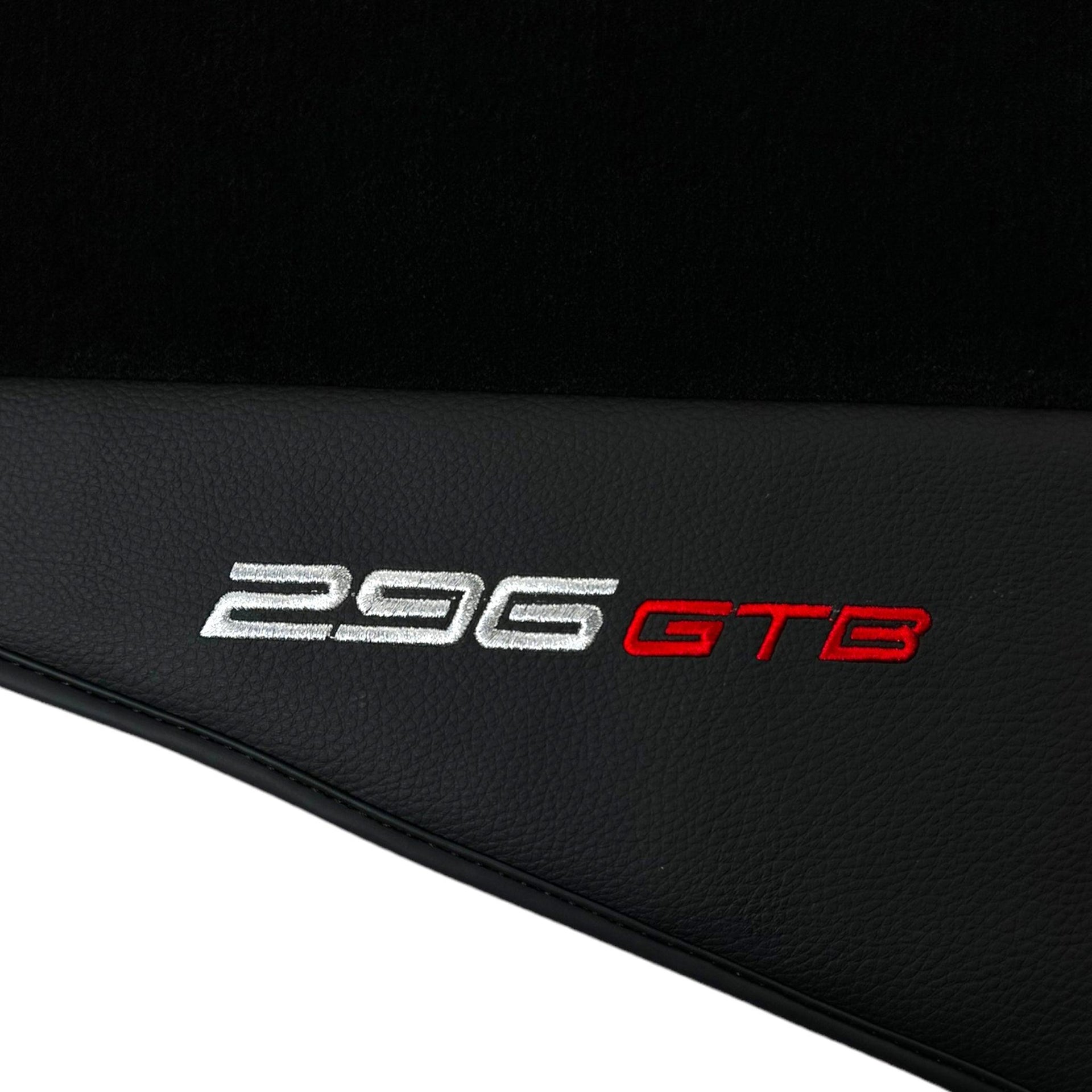 Black Floor Mats for Ferrari 296 GTB (2022-2024) with Leather - AutoWin