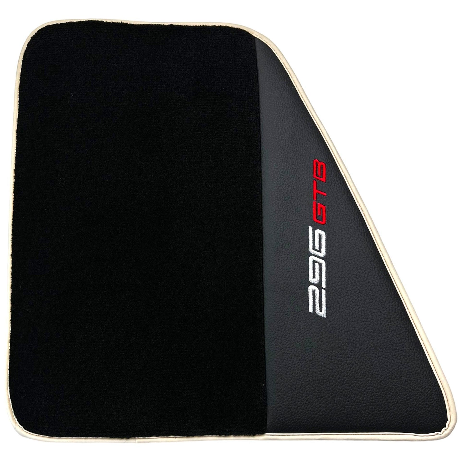Black Floor Mats for Ferrari 296 GTB (2022-2024) with Leather | Beige Trim - AutoWin