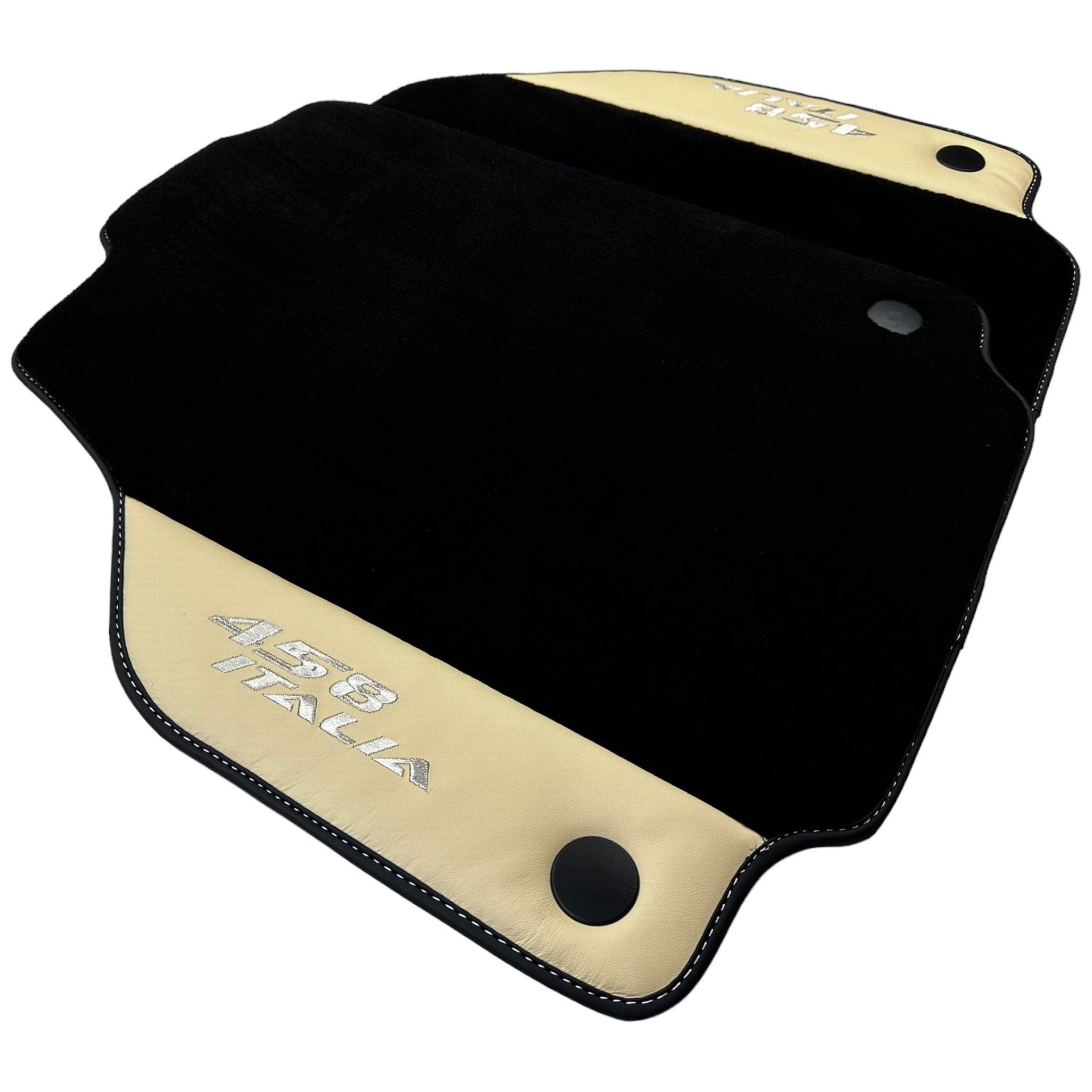 Black Floor Mats for Ferrari 458 Italia (2009-2015) with Crema Nappa Leather - AutoWin