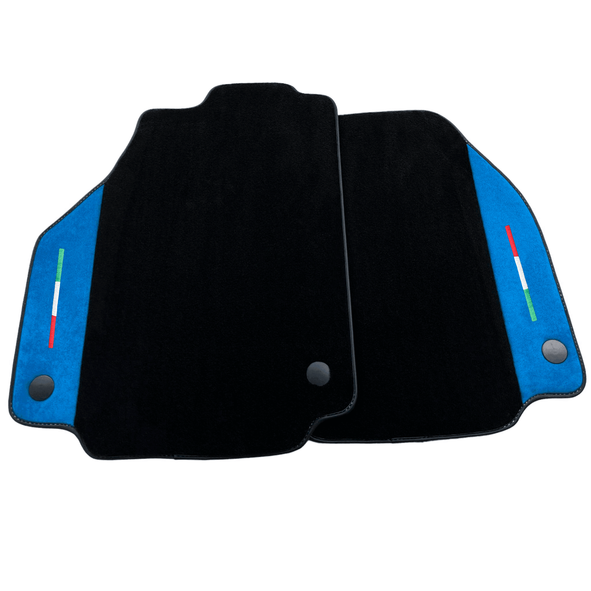 Black Floor Mats For Ferrari 488 Spider 2015-2022 With Blue Alcantara Leather - AutoWin