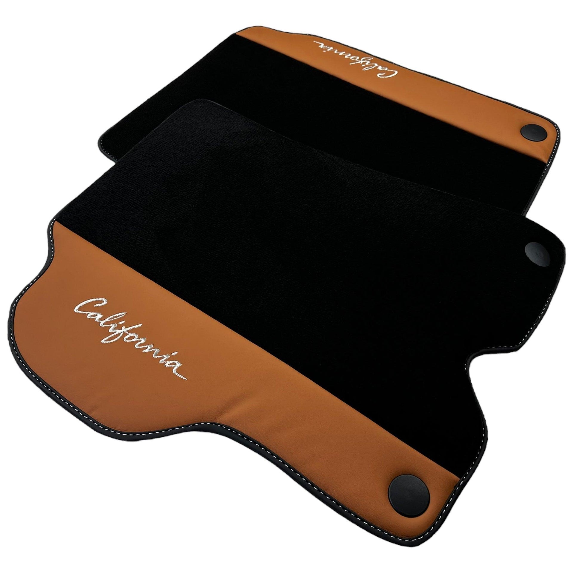 Black Floor Mats for Ferrari California (2008-2014) with Cuoio Nappa Leather - AutoWin