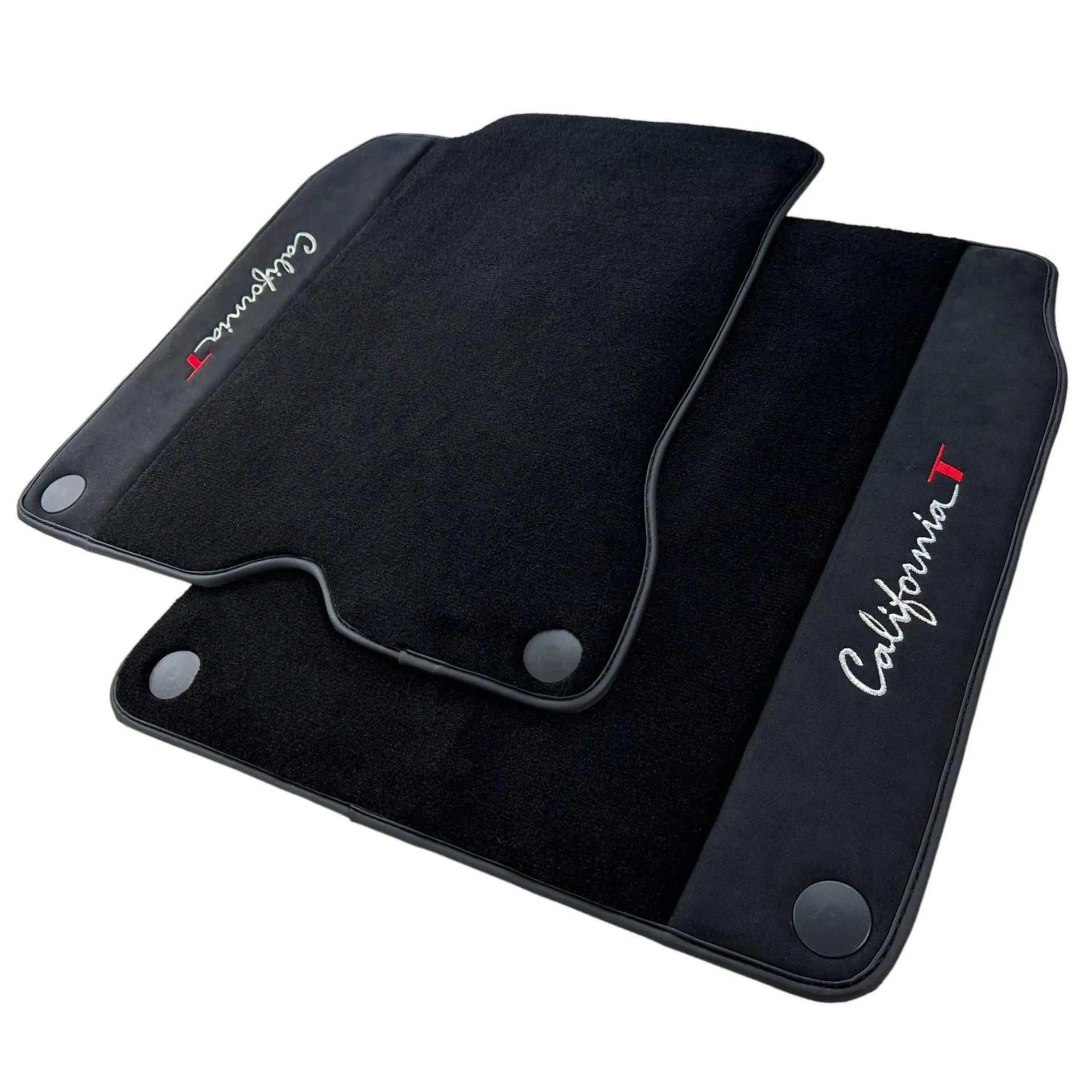 Black Floor Mats For Ferrari California T 2015–2018 with Black Alcantara - AutoWin