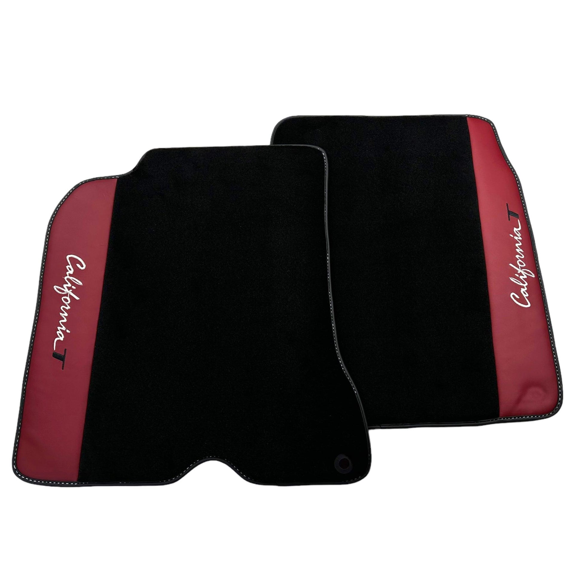Black Floor Mats for Ferrari California T (2015–2018) Bordeaux Nappa Leather - AutoWin