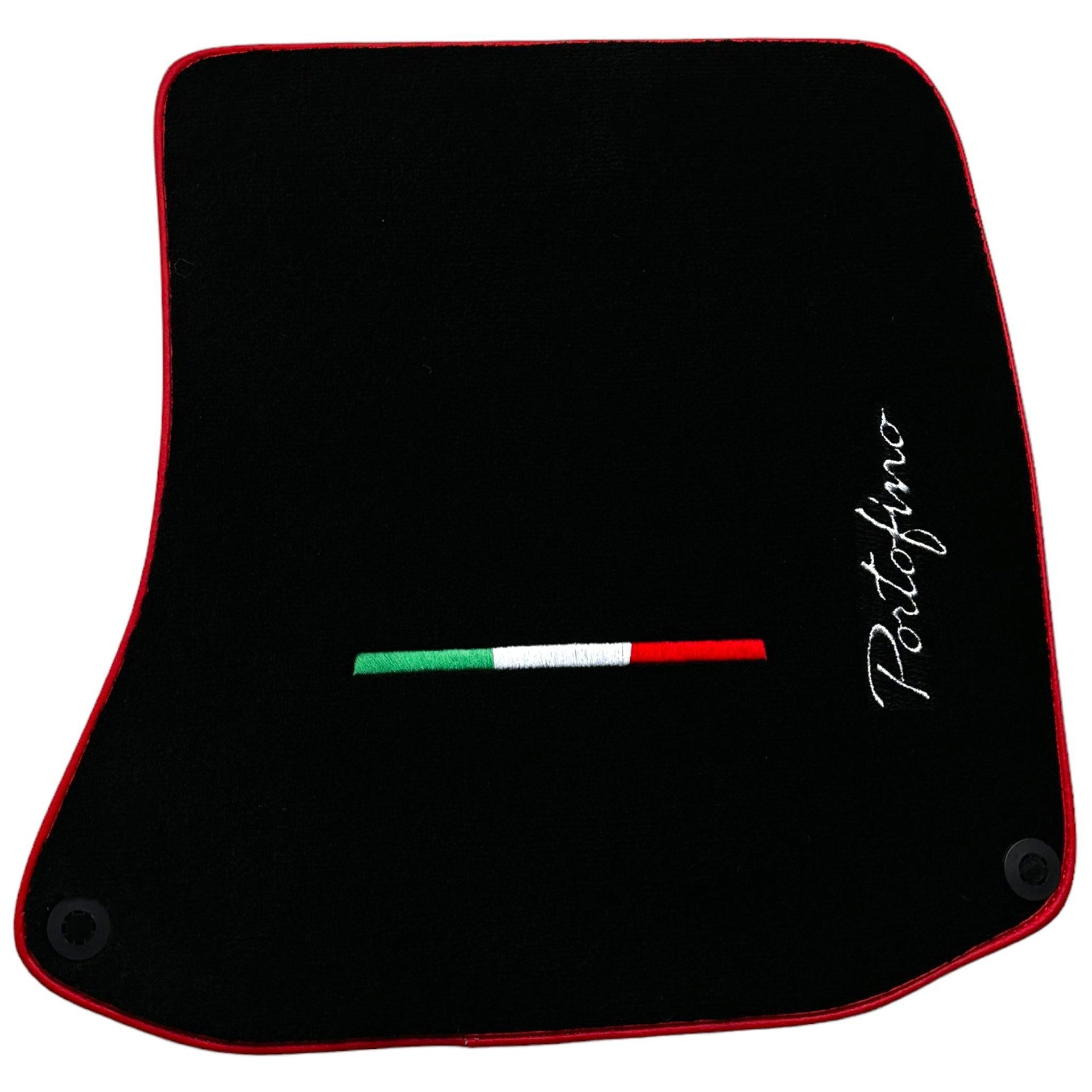 Black Floor Mats for Ferrari Portofino (2018-2023) Italian Edition with Red Trim - AutoWin
