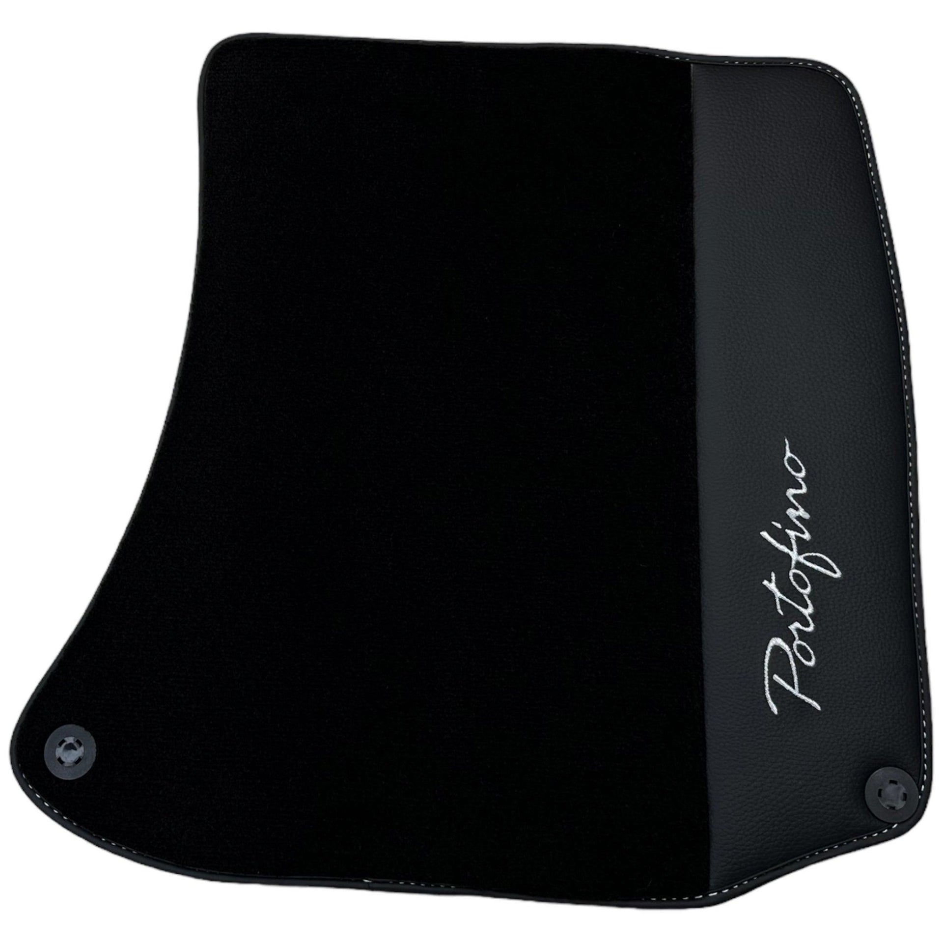 Black Floor Mats For Ferrari Portofino (2018-2023) With Leather - AutoWin