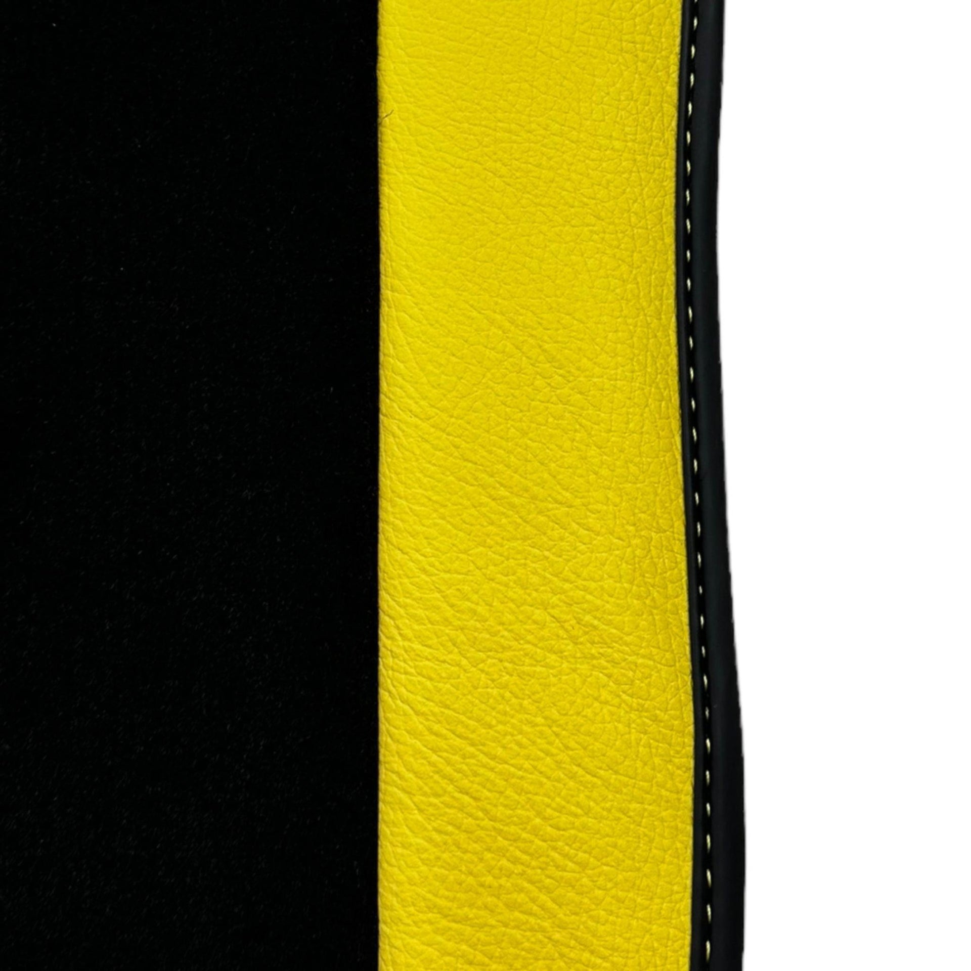 Black Floor Mats For McLaren 720S Year 2017-2021 With Yellow Leather - AutoWin