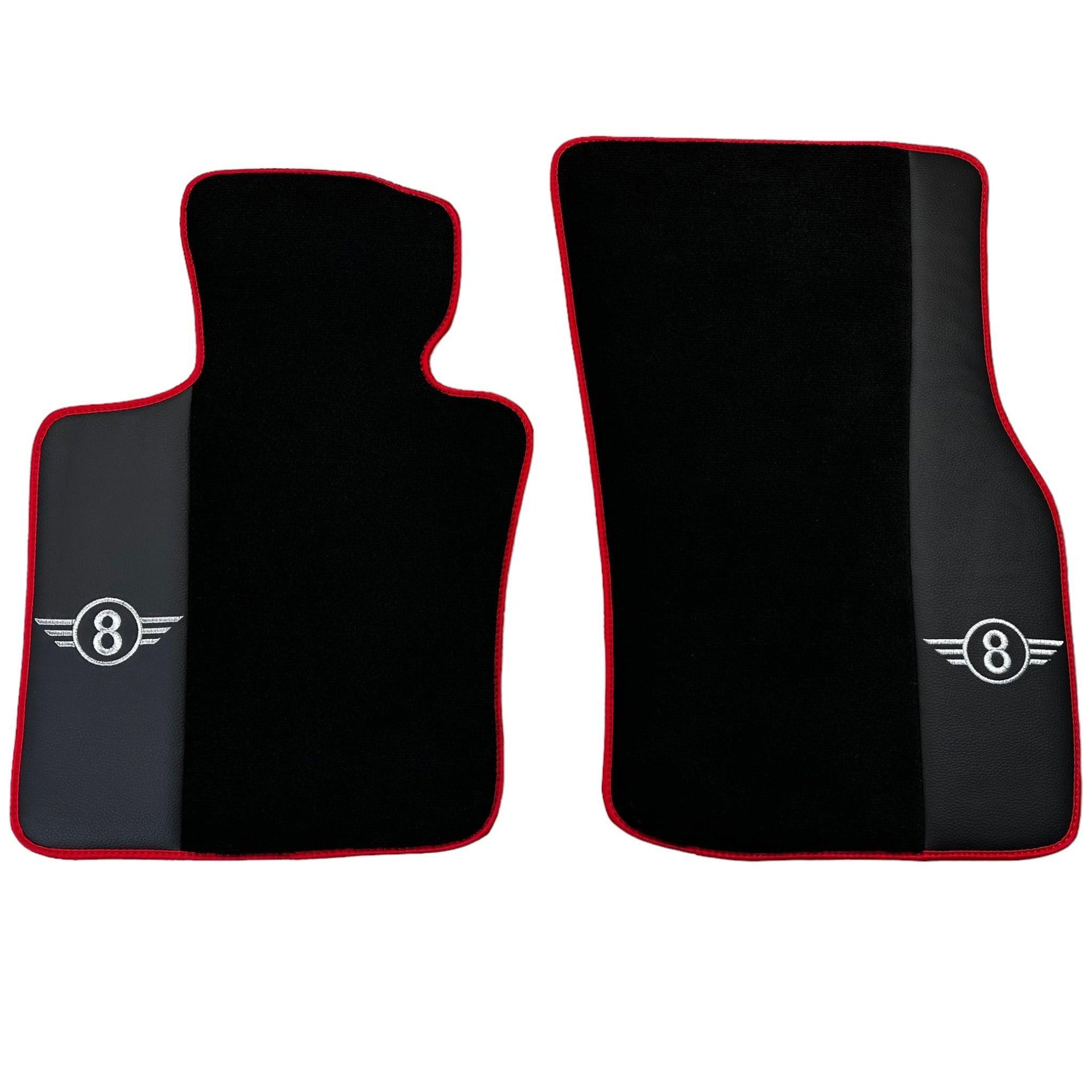 Black Floor Mats for Mini Cabrio R57 Convertible (2009-2016) With Leather | Red Trim - AutoWin
