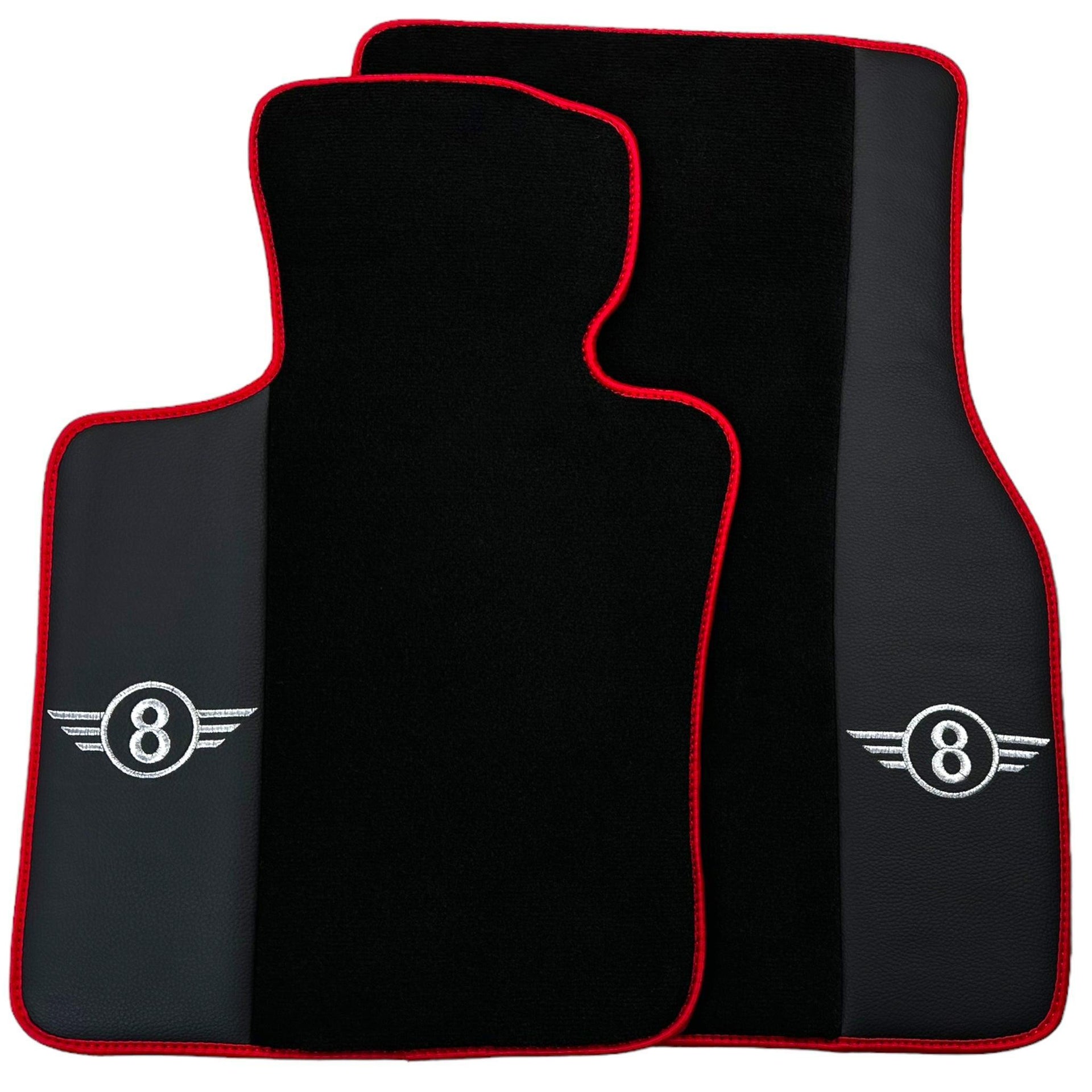 Black Floor Mats for Mini Clubman R55 (2007-2015) With Leather | Red Trim - AutoWin