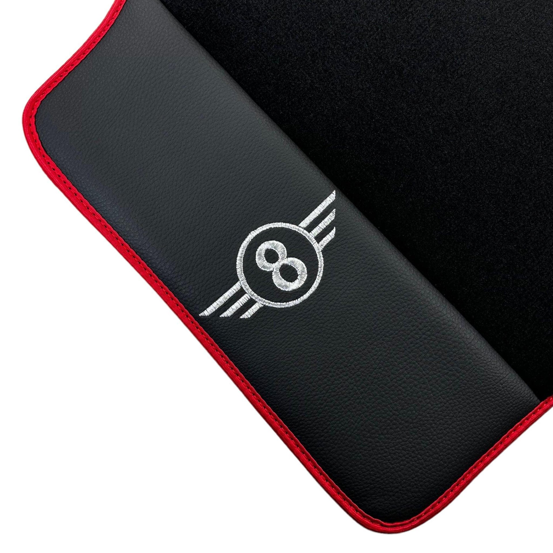 Black Floor Mats for Mini Countryman R60 (2010-2017) With Leather | Red Trim - AutoWin