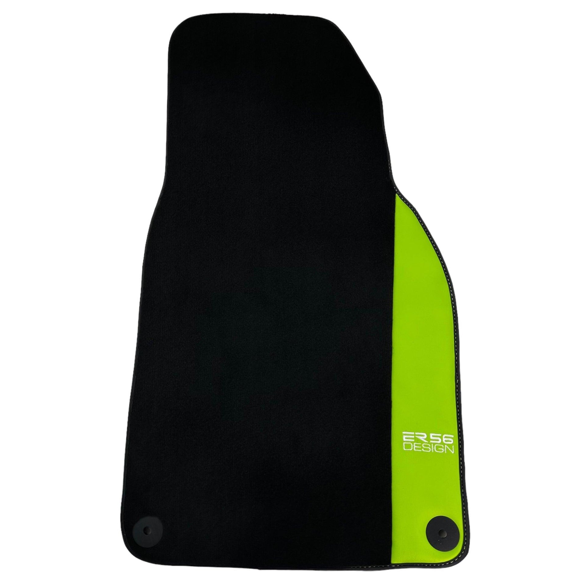 Black Floor Mats for Porsche 911 - 992 (2019-2024) with Green Leather ER56 Design - AutoWin