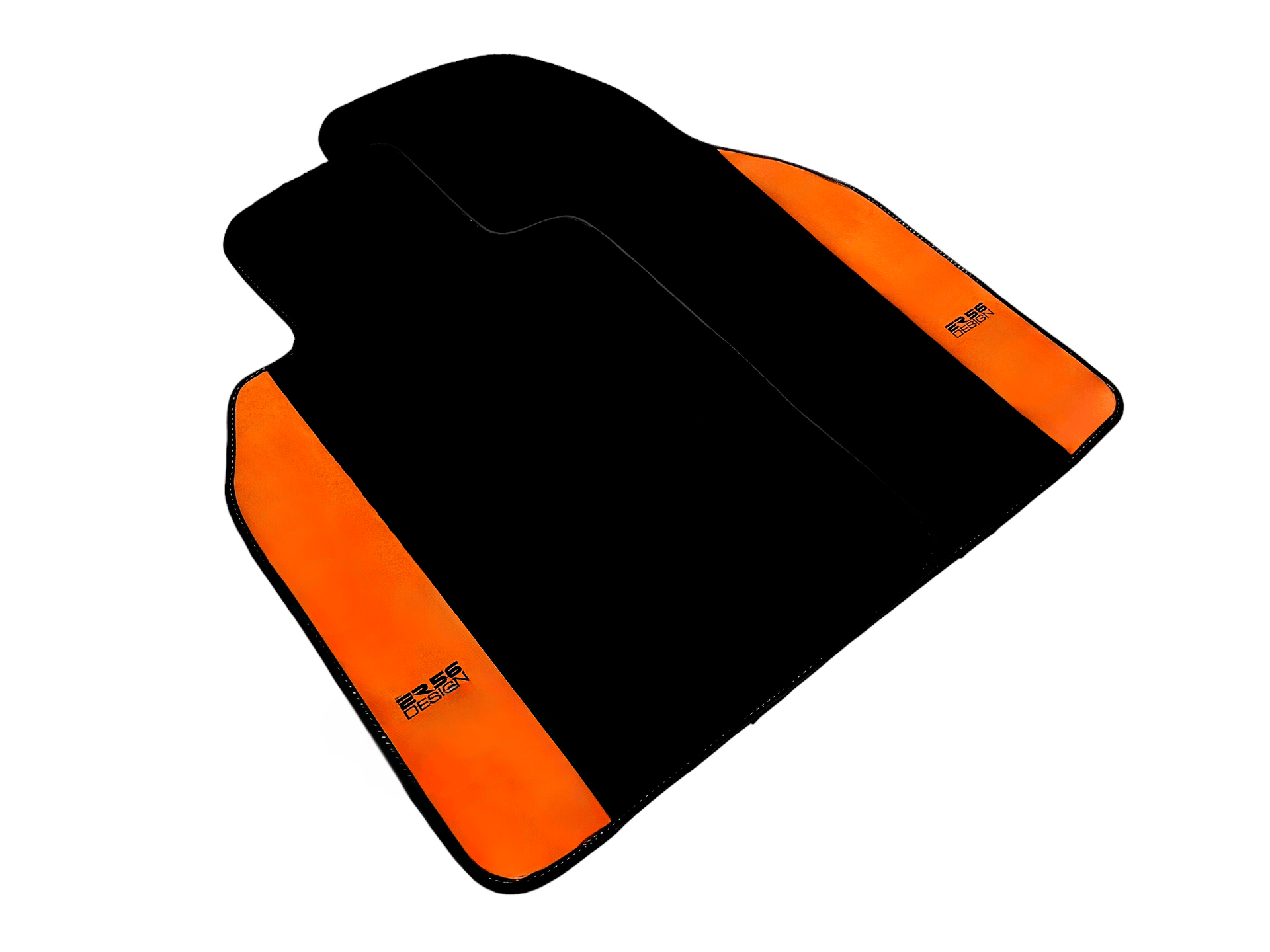 Black Floor Mats for Porsche 987 Boxster (2005-2012) with Orange Alcantara Leather ER56 Design - AutoWin