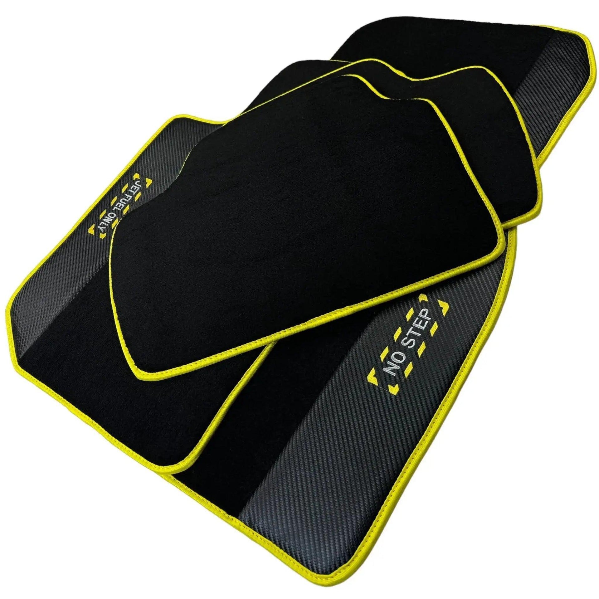Black Mats For BMW 7 Series E32 | Fighter Jet Edition | Yellow Trim - AutoWin