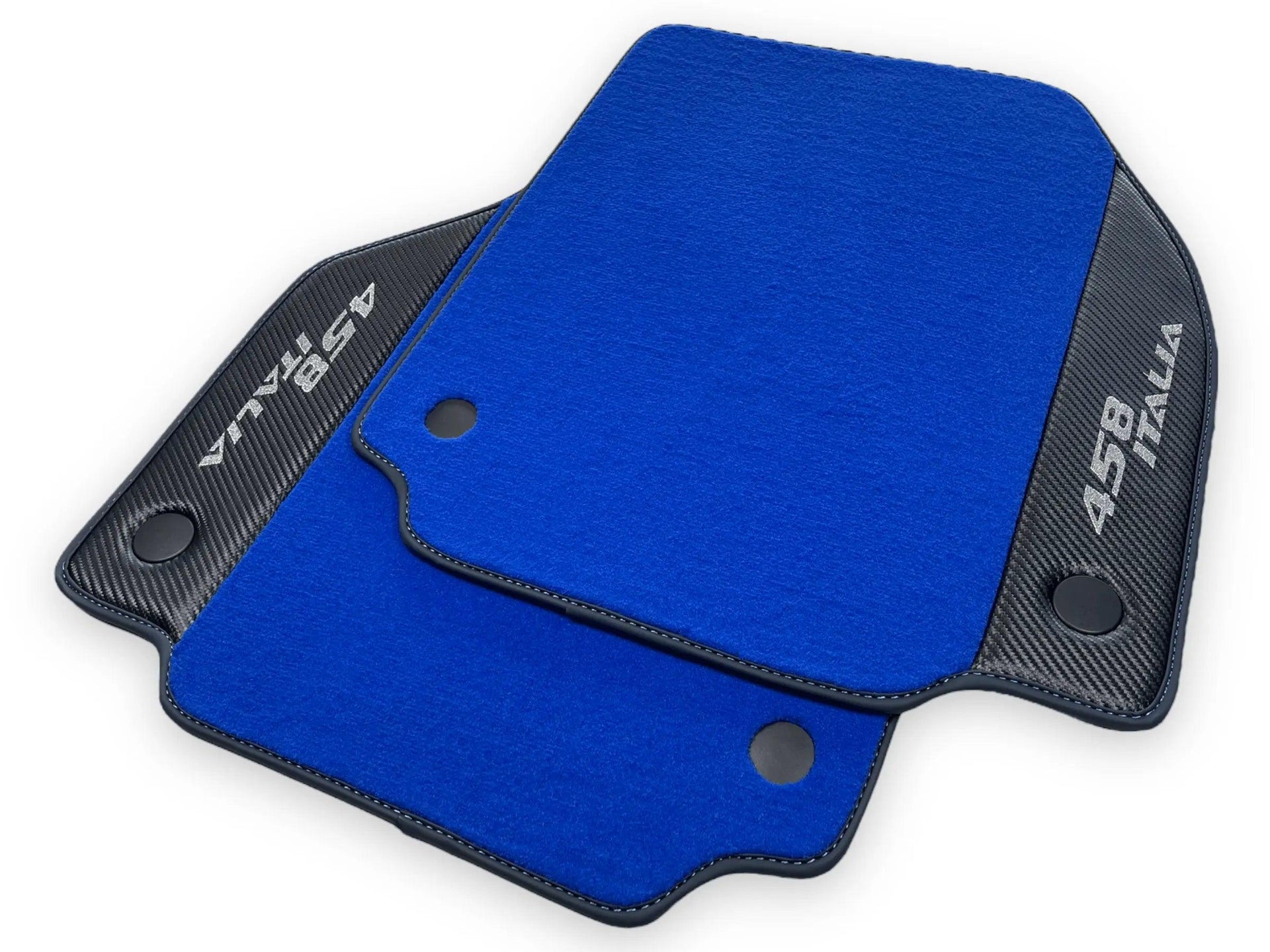 Blue Floor Mats For Ferrari 458 Italia 2009-2015 Carbon Fiber Leather - AutoWin